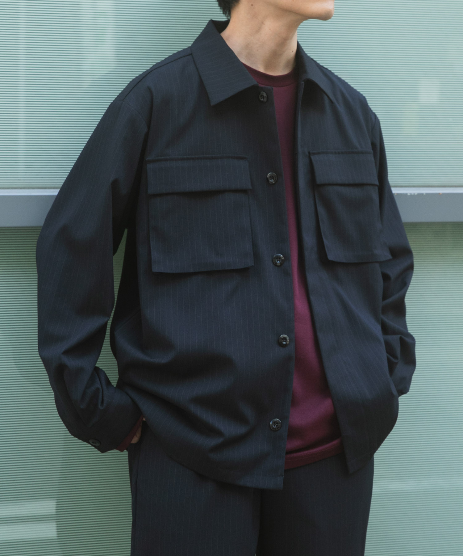 Pinstripe Flyfront Jacket