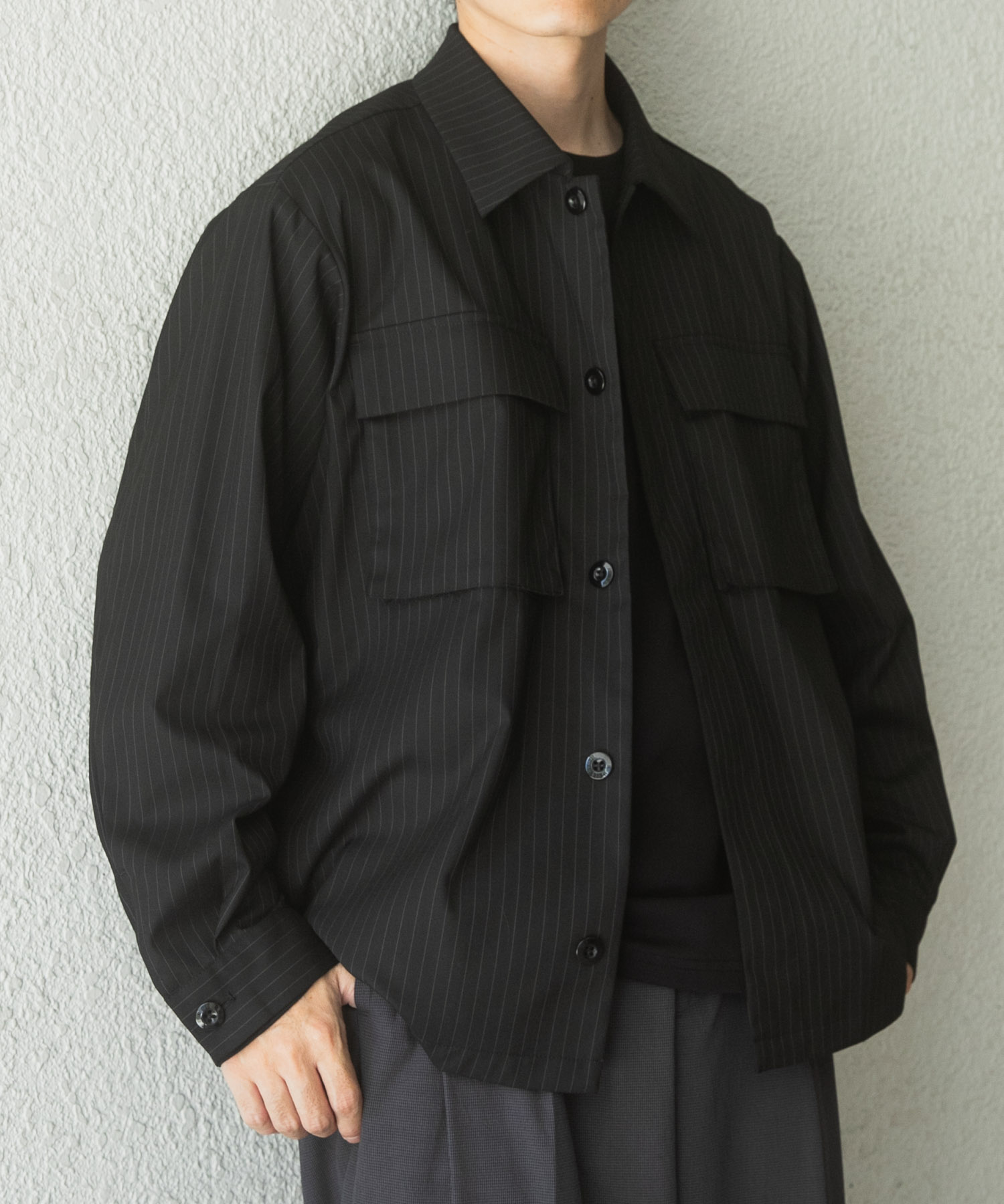 Pinstripe Flyfront Jacket