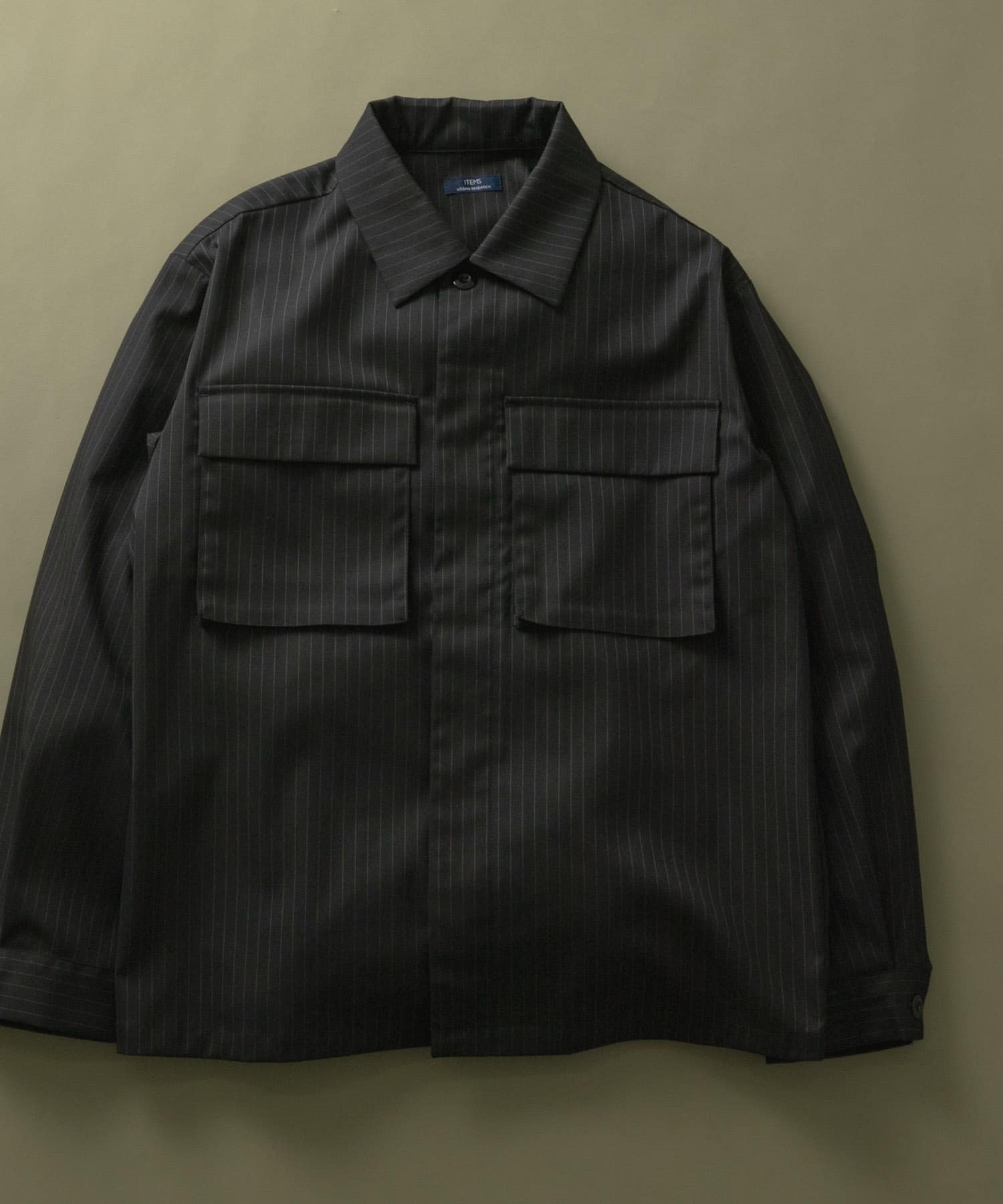 Pinstripe Flyfront Jacket BLK L