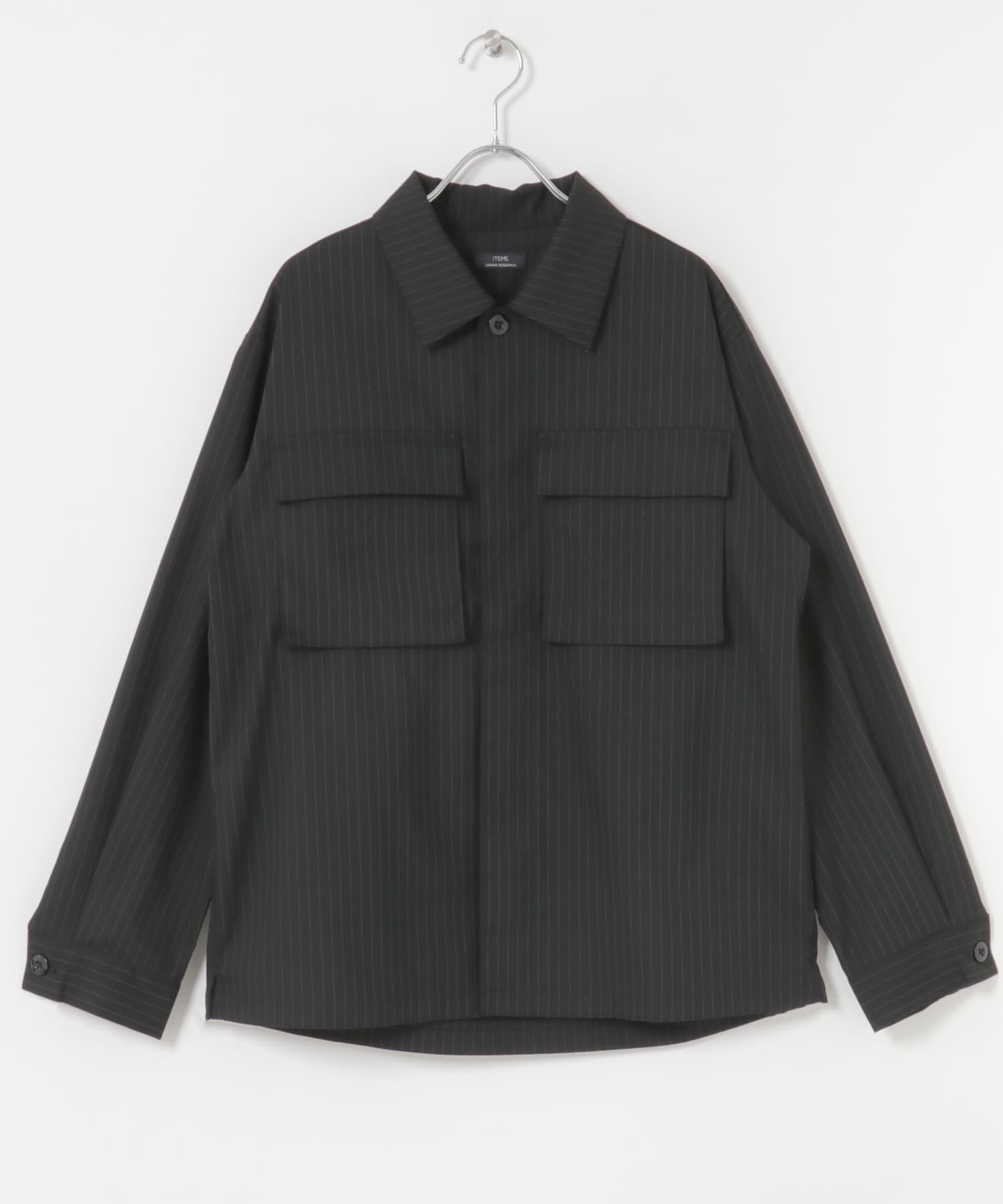 Pinstripe Flyfront Jacket BLK M