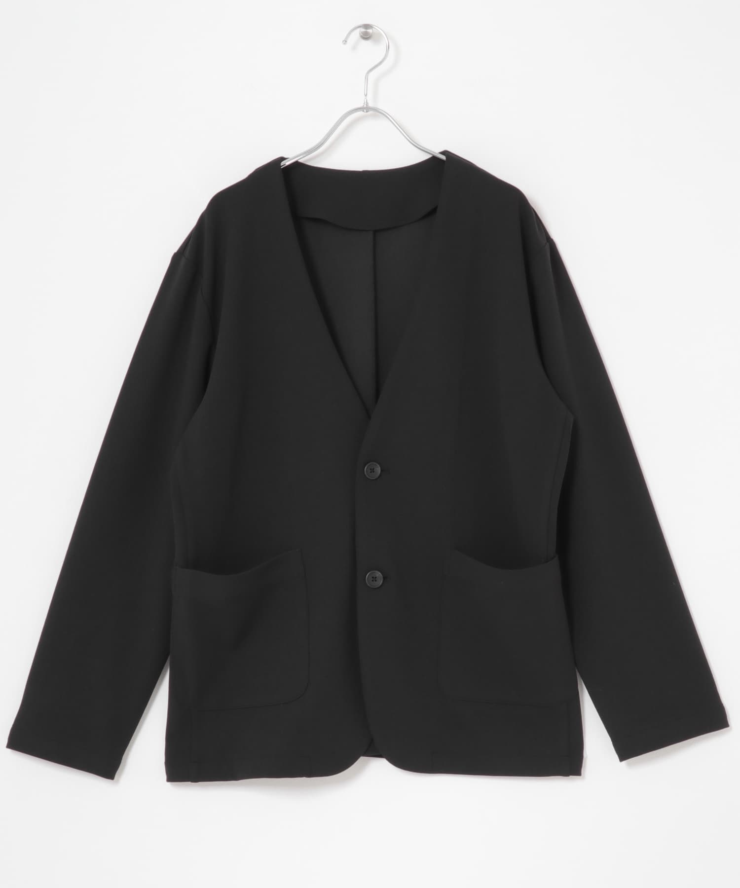 クレープジョーゼットノーラペルジャケット BLK M