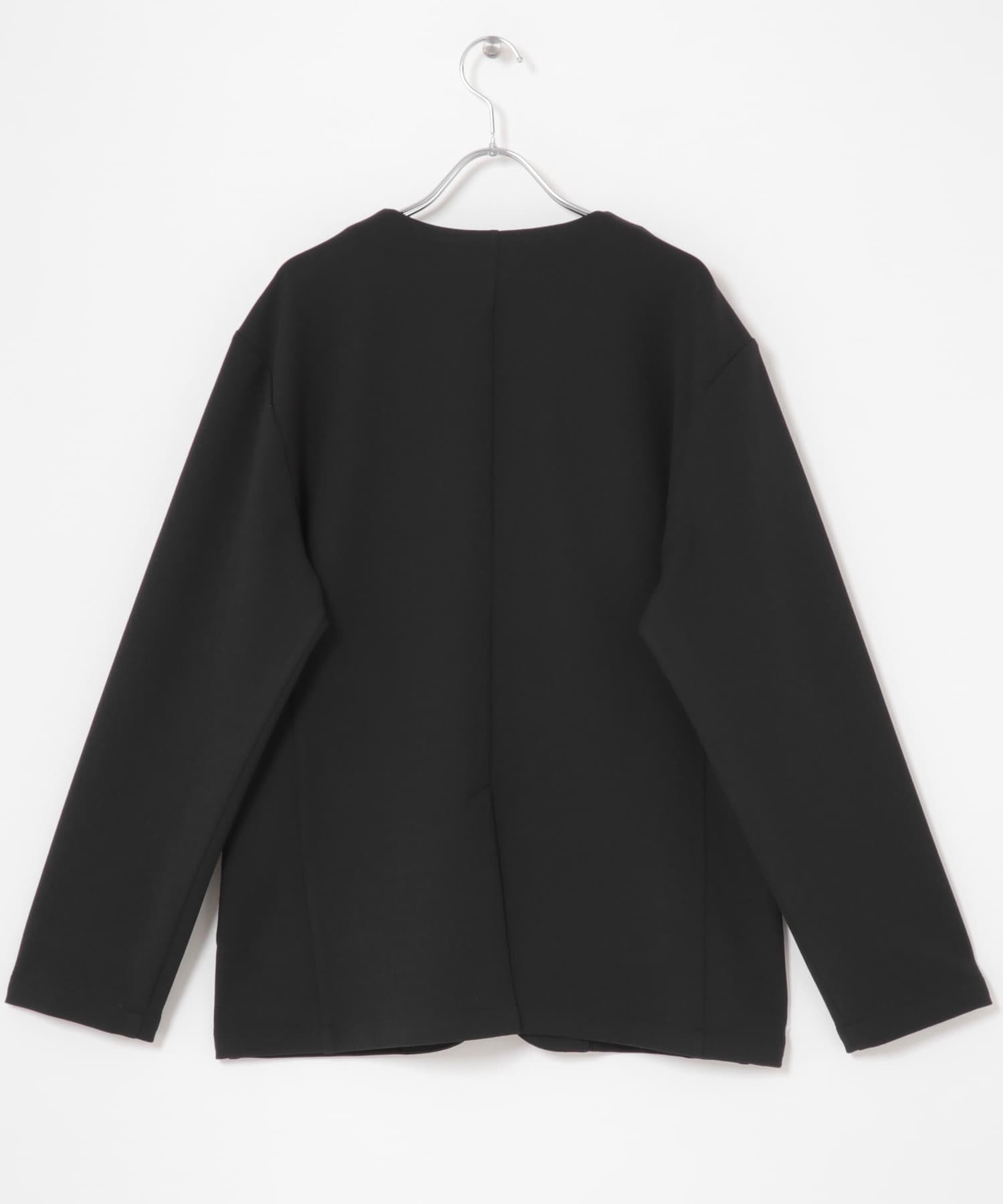 クレープジョーゼットノーラペルジャケット BLK M