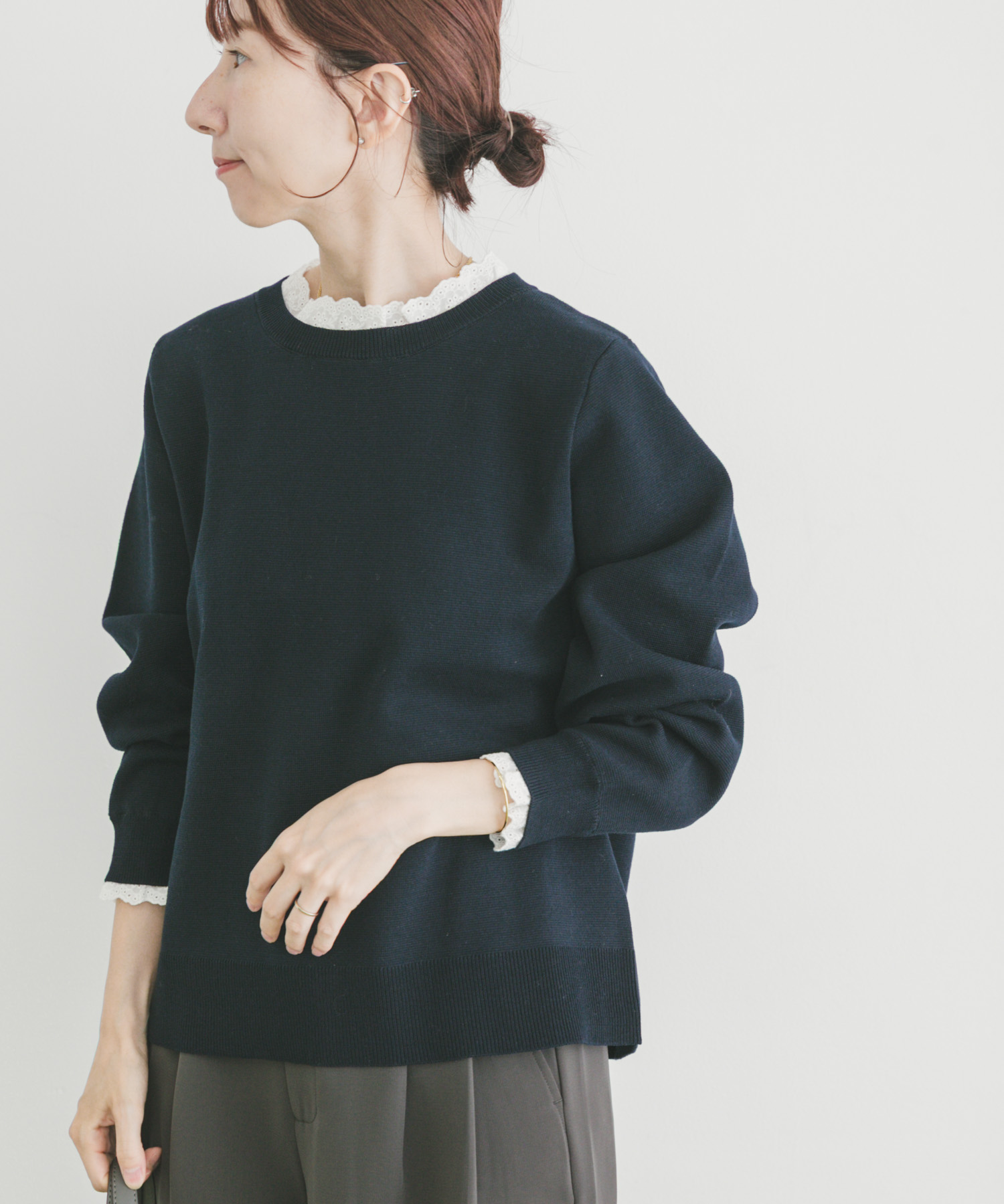 ミラノリブフリルドッキングニット