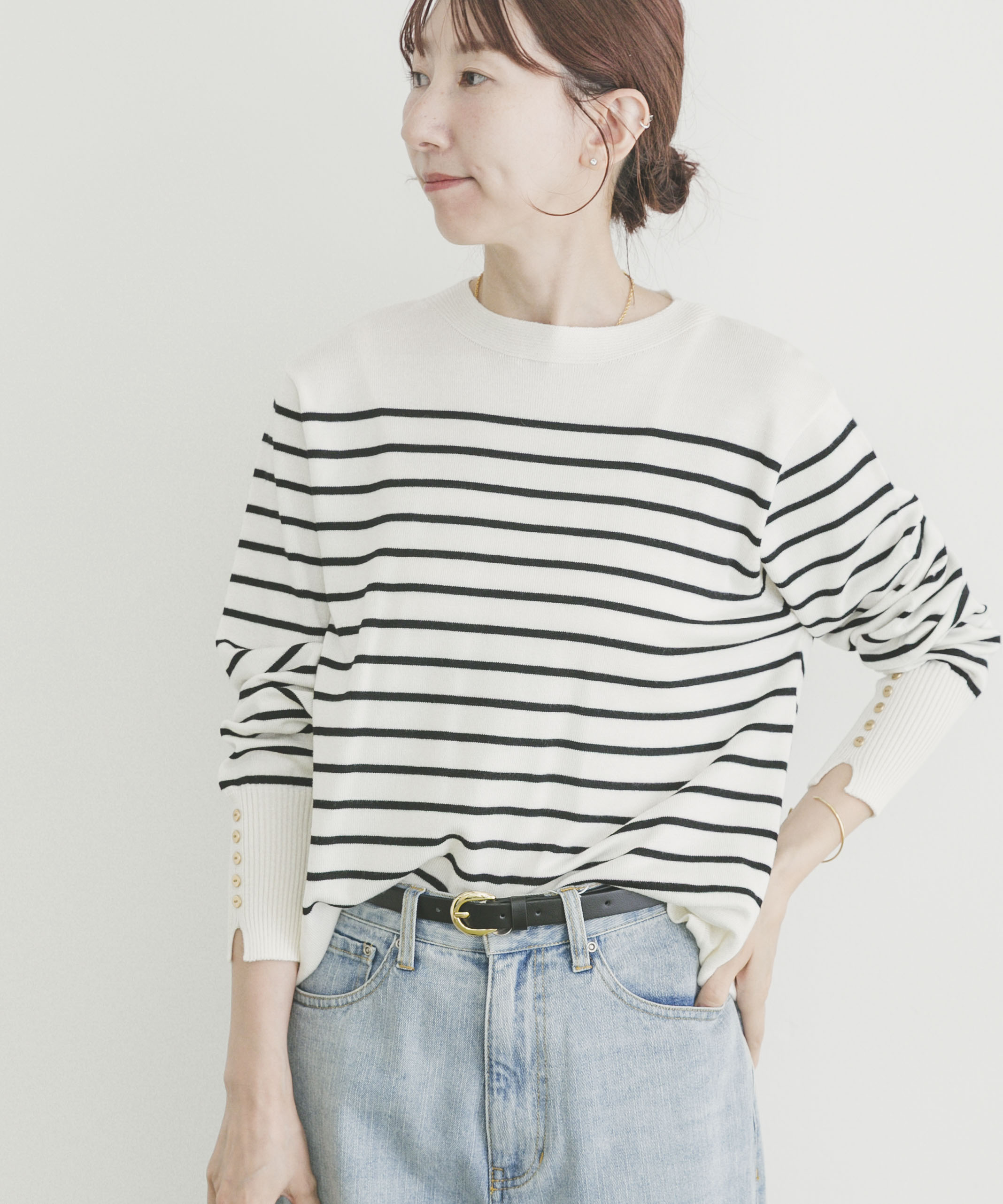 ソデボタンニットプルオーバー