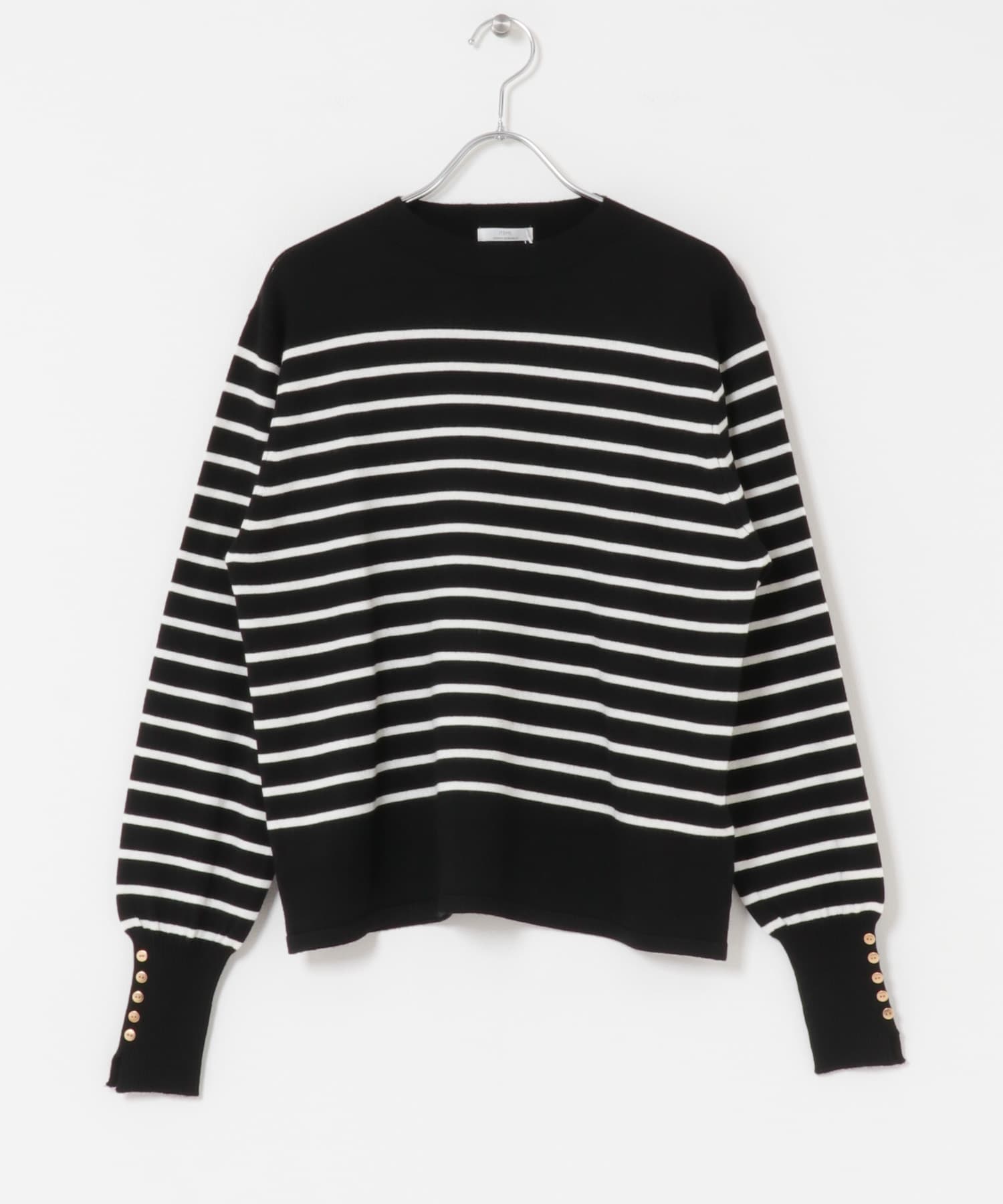 ソデボタンニットプルオーバー BLK×OFF FREE