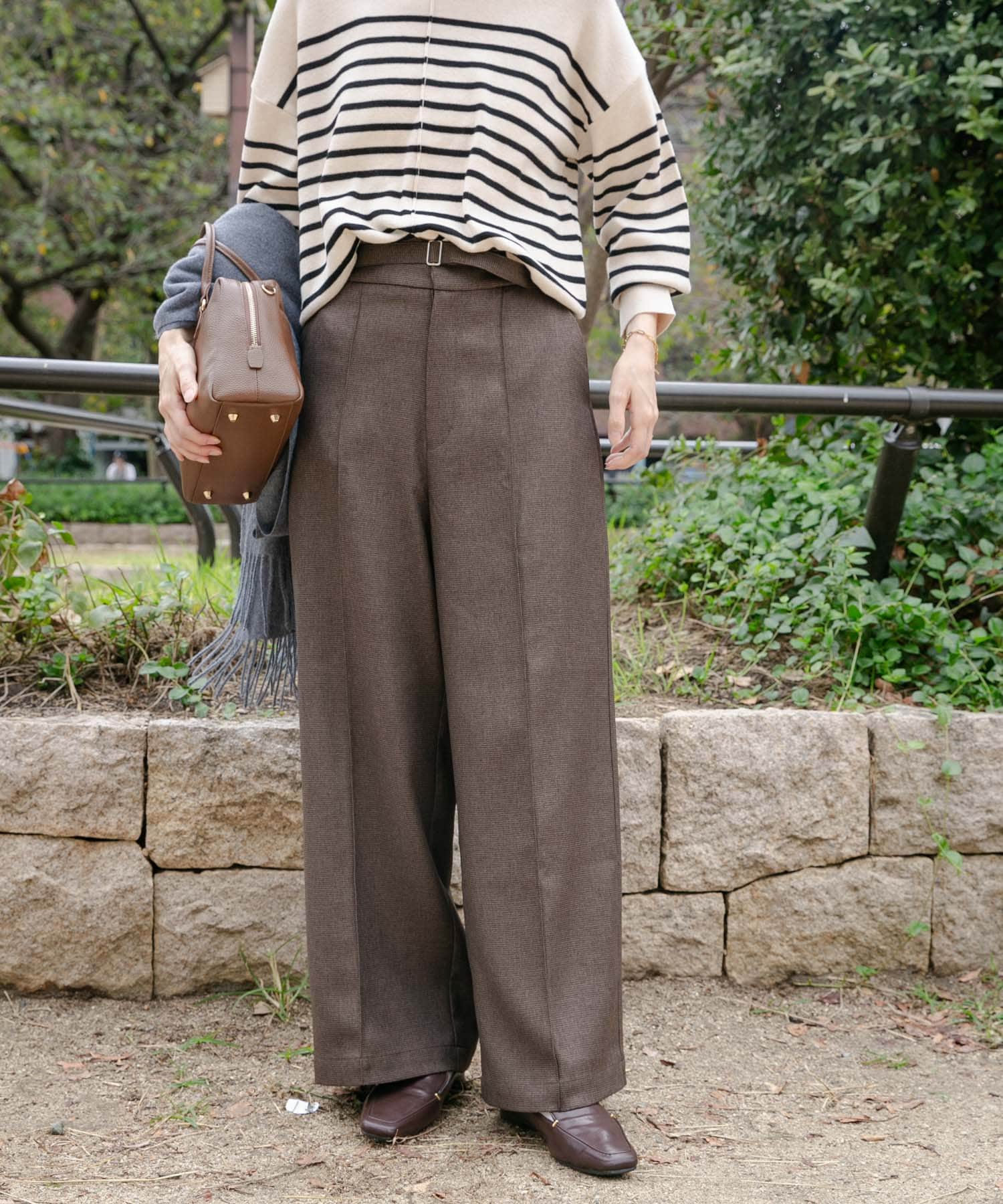 ベルト付ツイードパンツ
