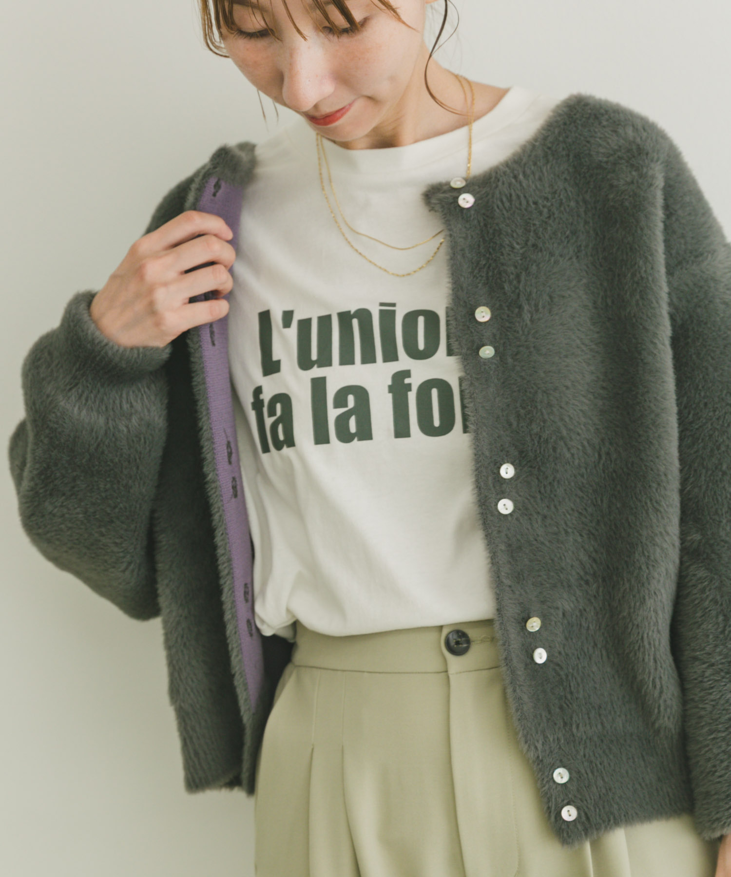 ダブルフェイスニットカーディガン