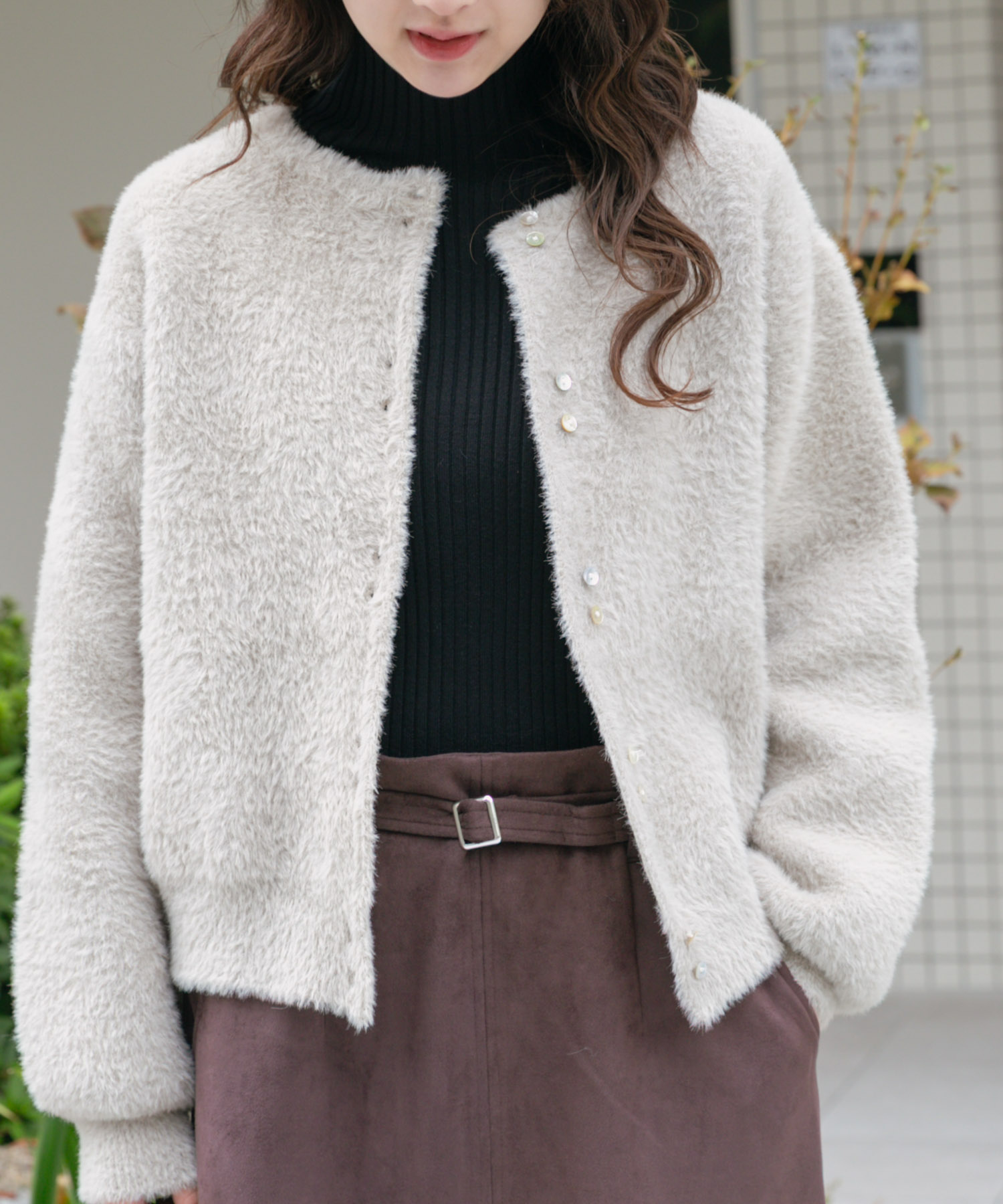 ダブルフェイスニットカーディガン