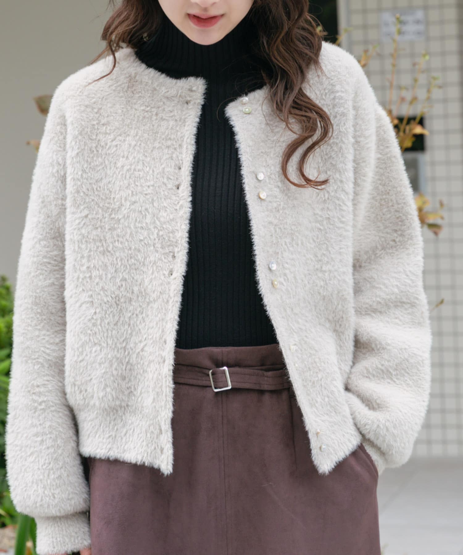 ダブルフェイスニットカーディガン