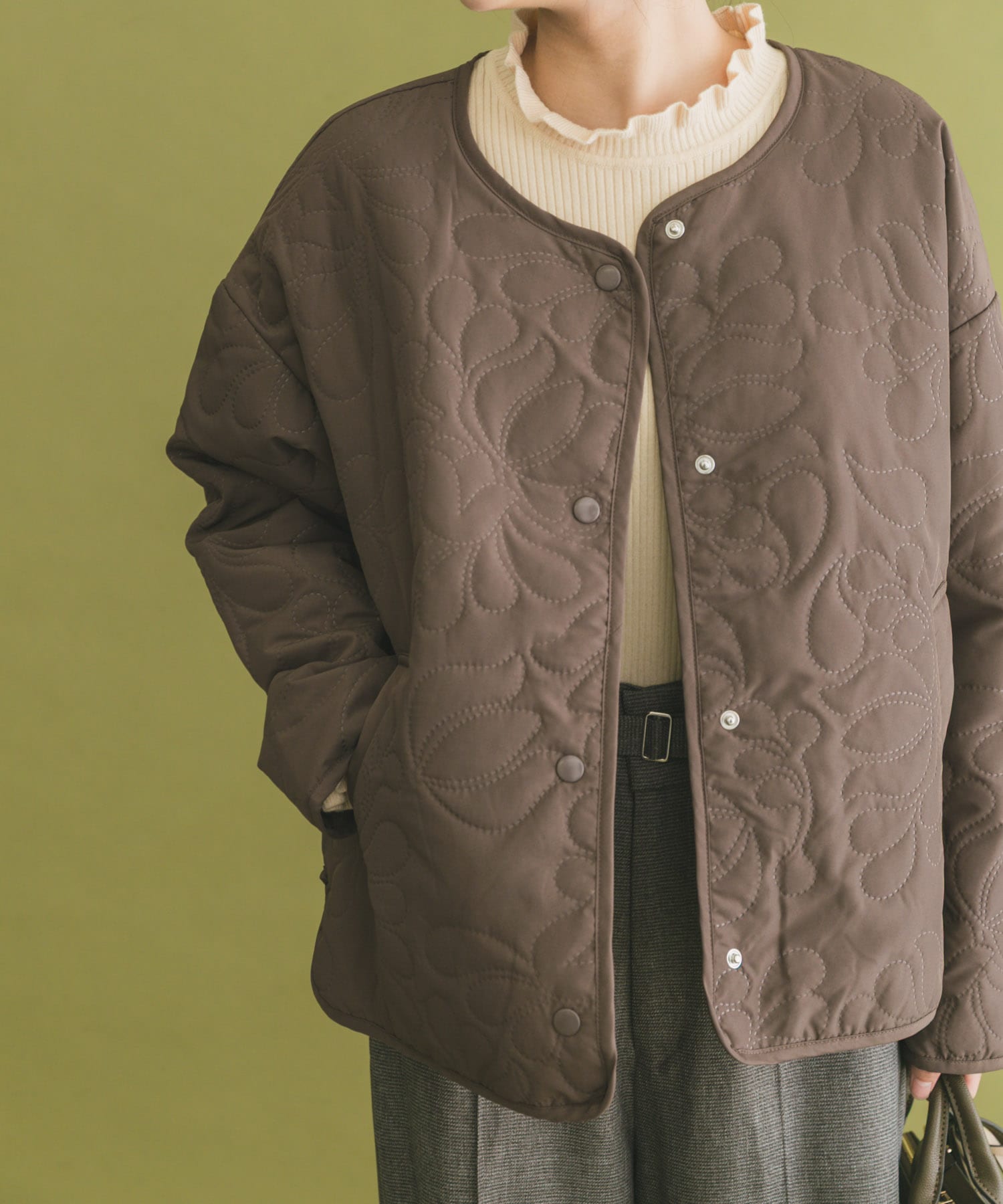 ノーカラー中綿ブルゾン