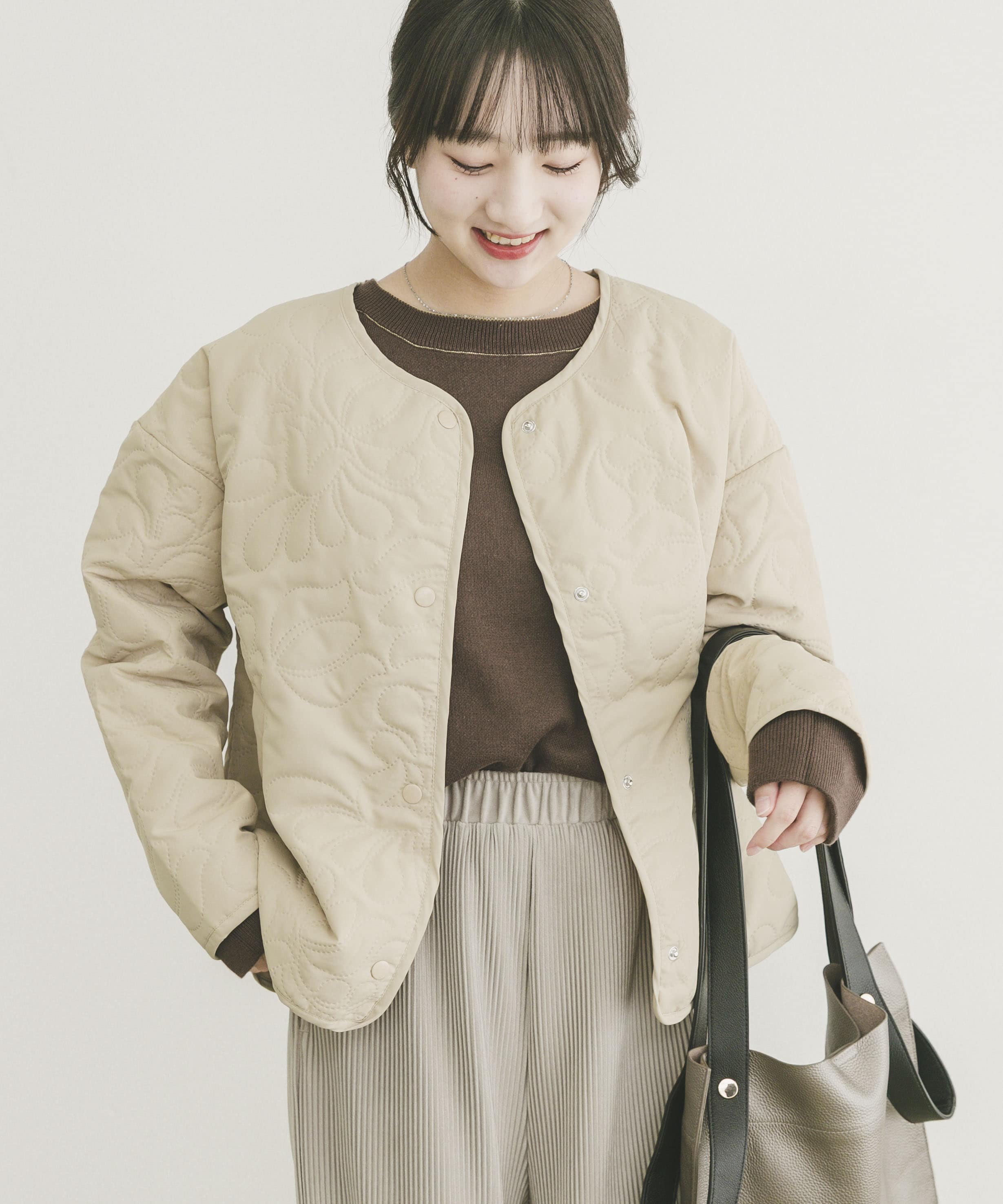 ノーカラー中綿ブルゾン