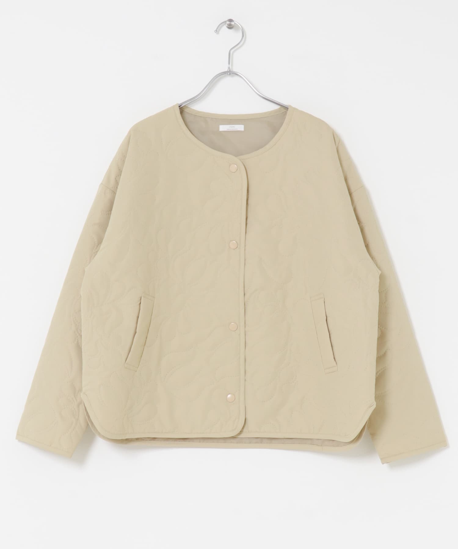 ノーカラー中綿ブルゾン BEG FREE