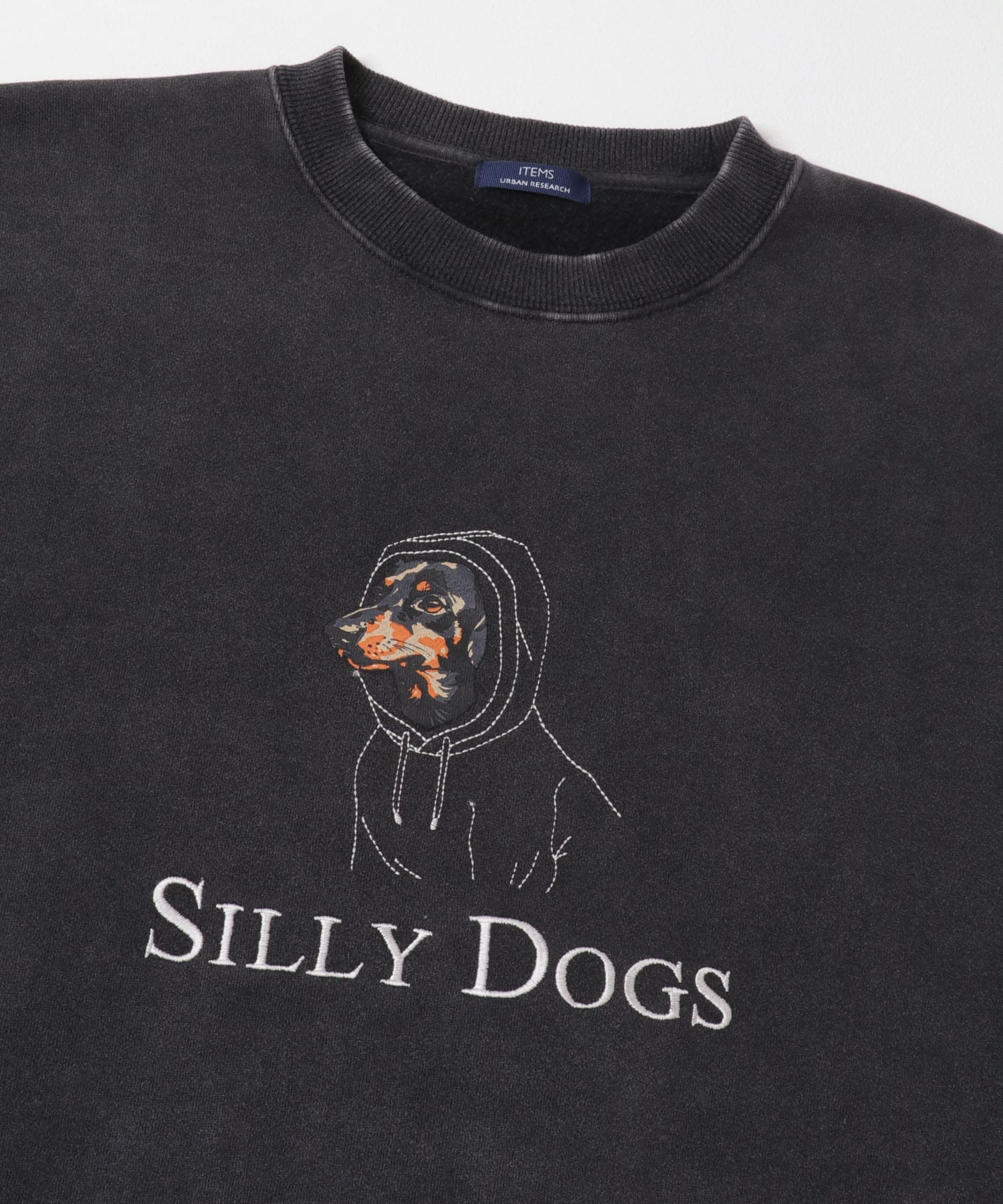 パウダー加工 裏起毛スウェットプルオーバー DOG M