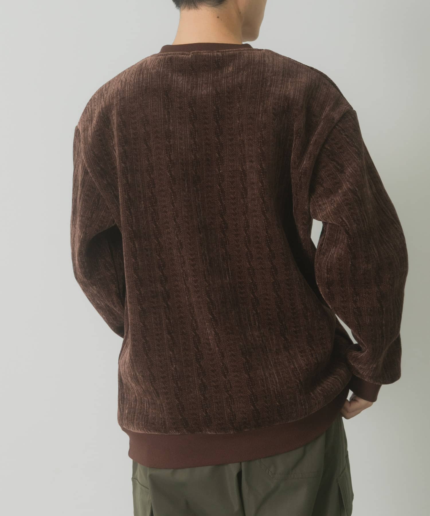 発熱機能ケーブル柄カットモールトップス