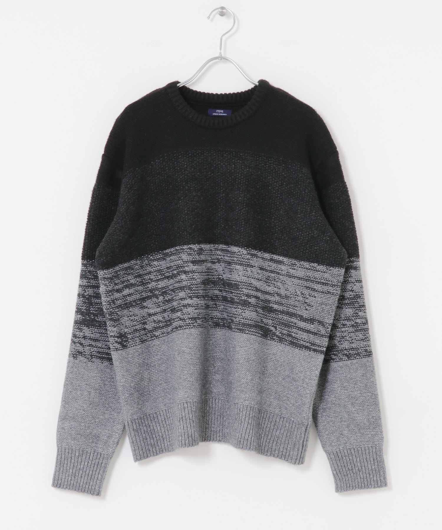 リサイクルヤーン グラデーションニット BLK M