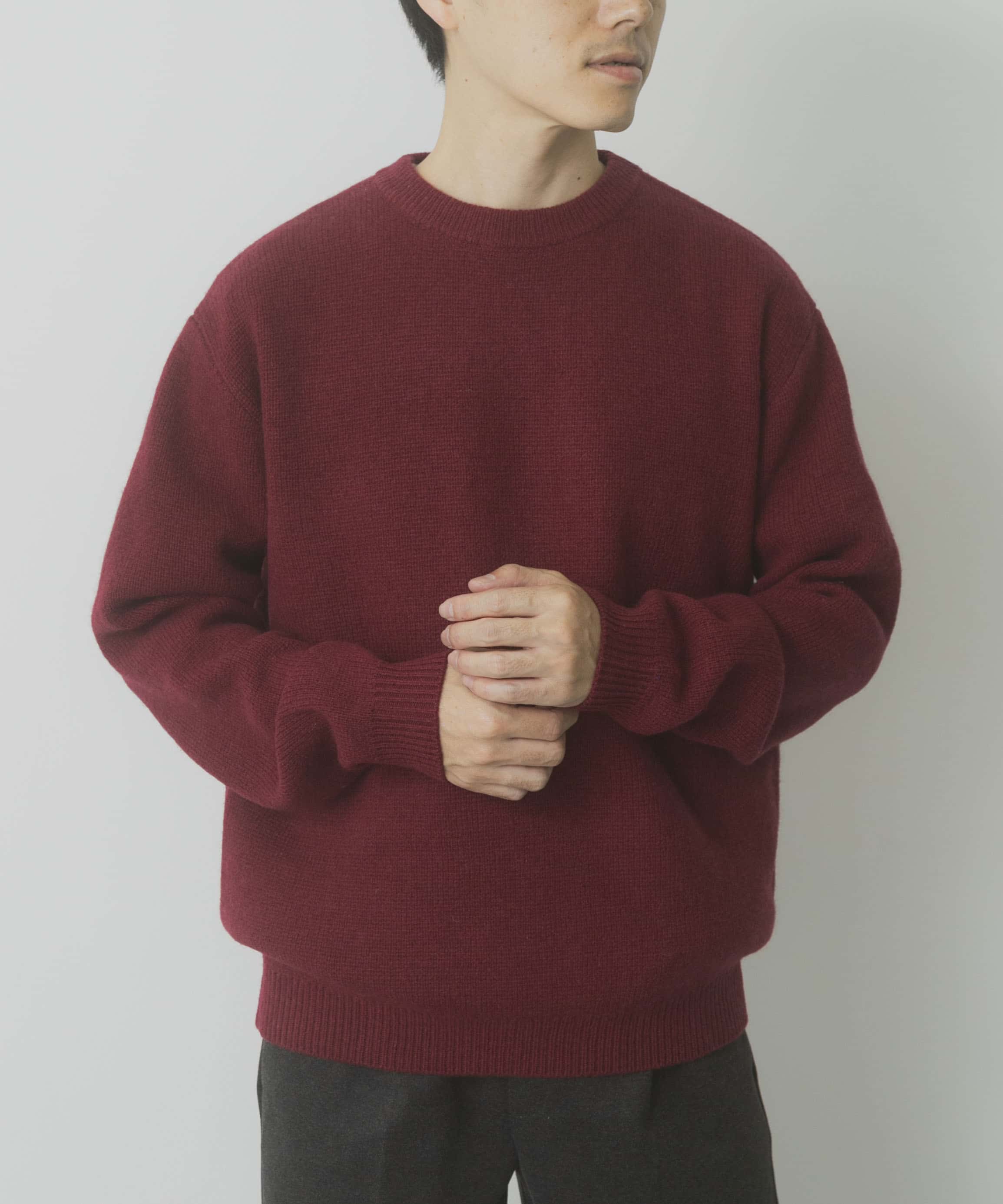 タスマニア メリノウール100 クルーネックニット BGD M