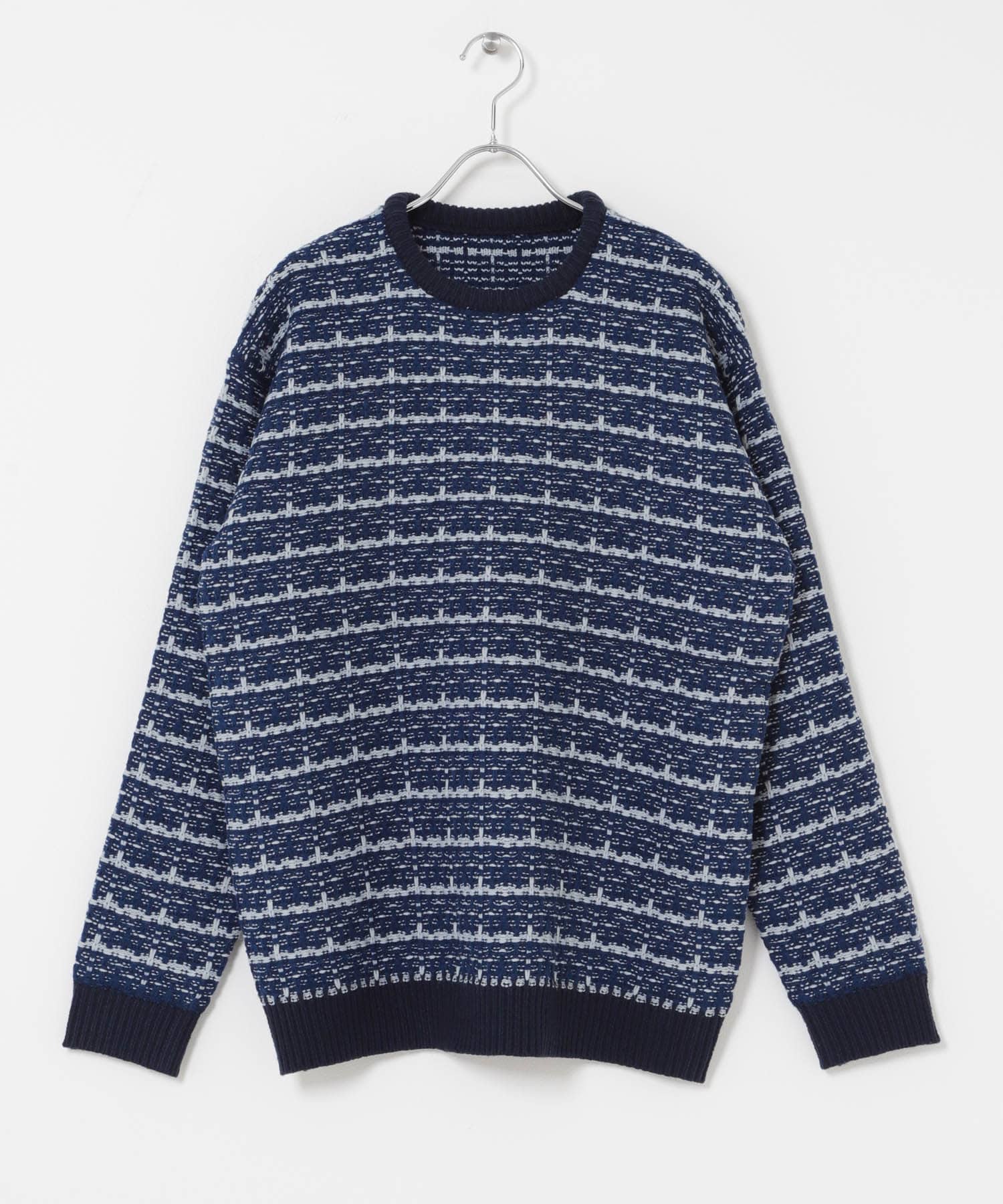 ツイードライククルーネックニット NVY M