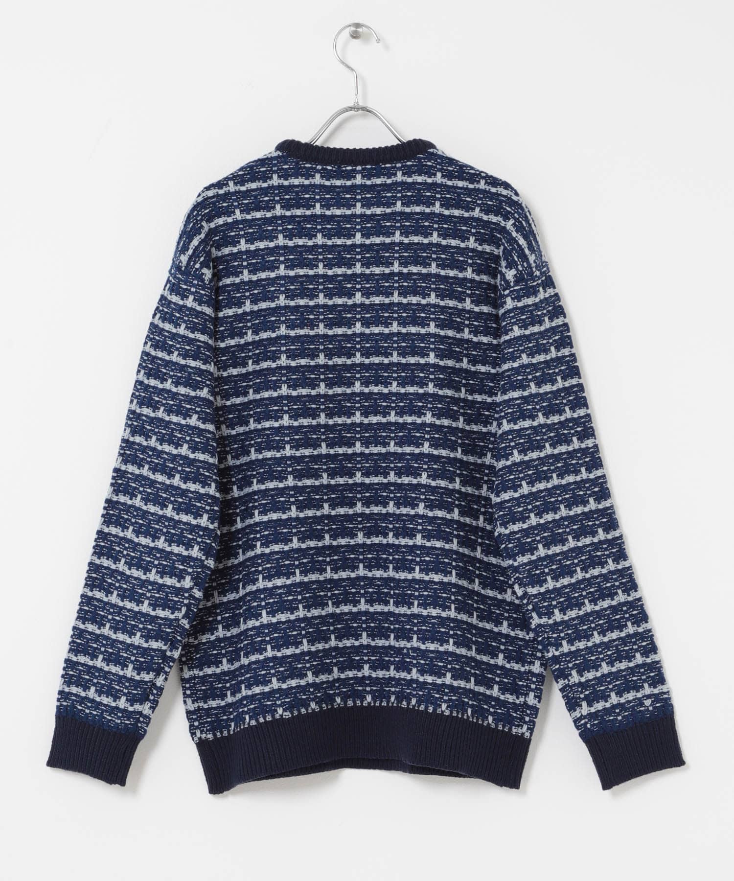 ツイードライククルーネックニット NVY M