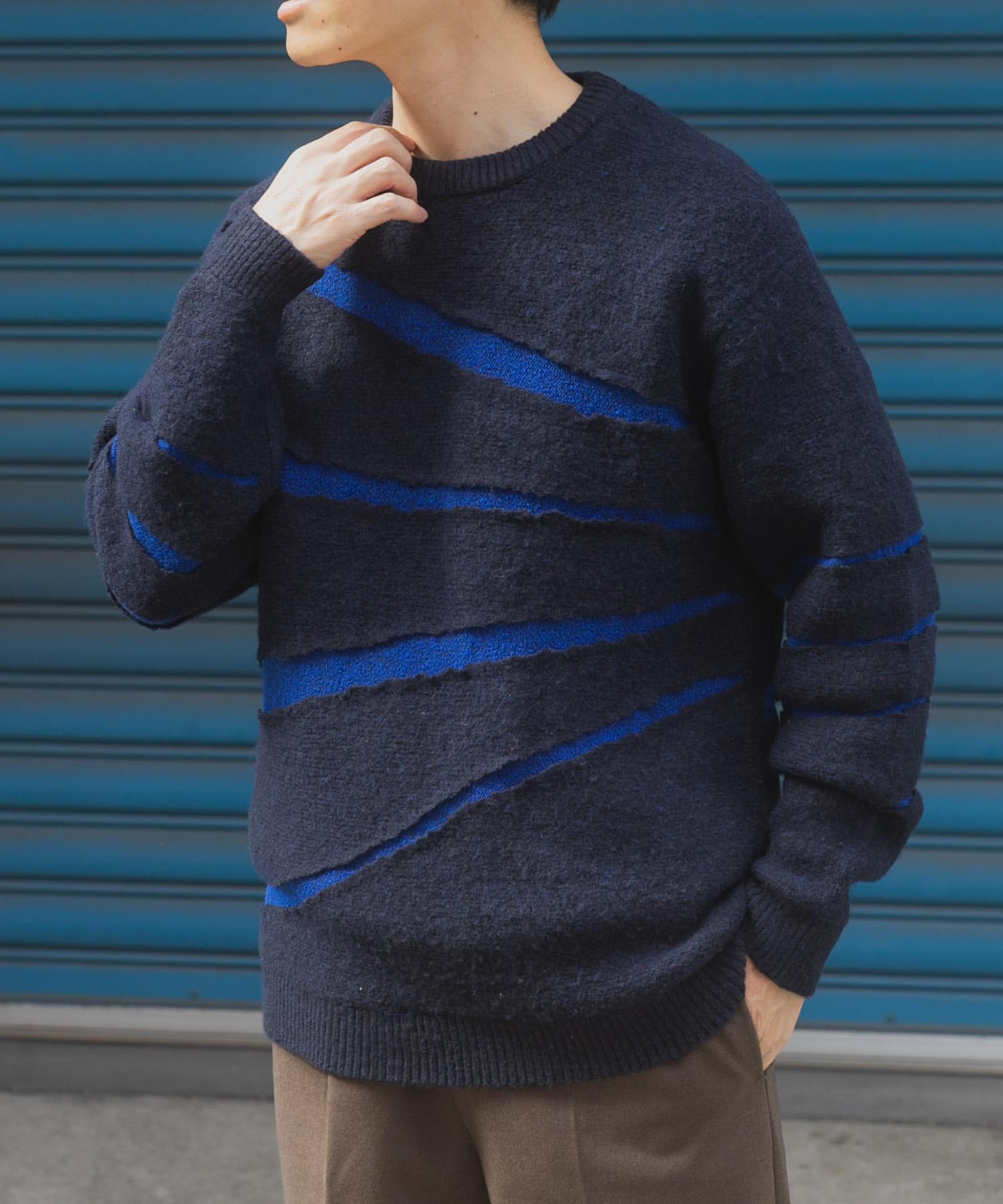 ブレイクボーダー クルーネックニット(M NVY): トップス｜URBAN