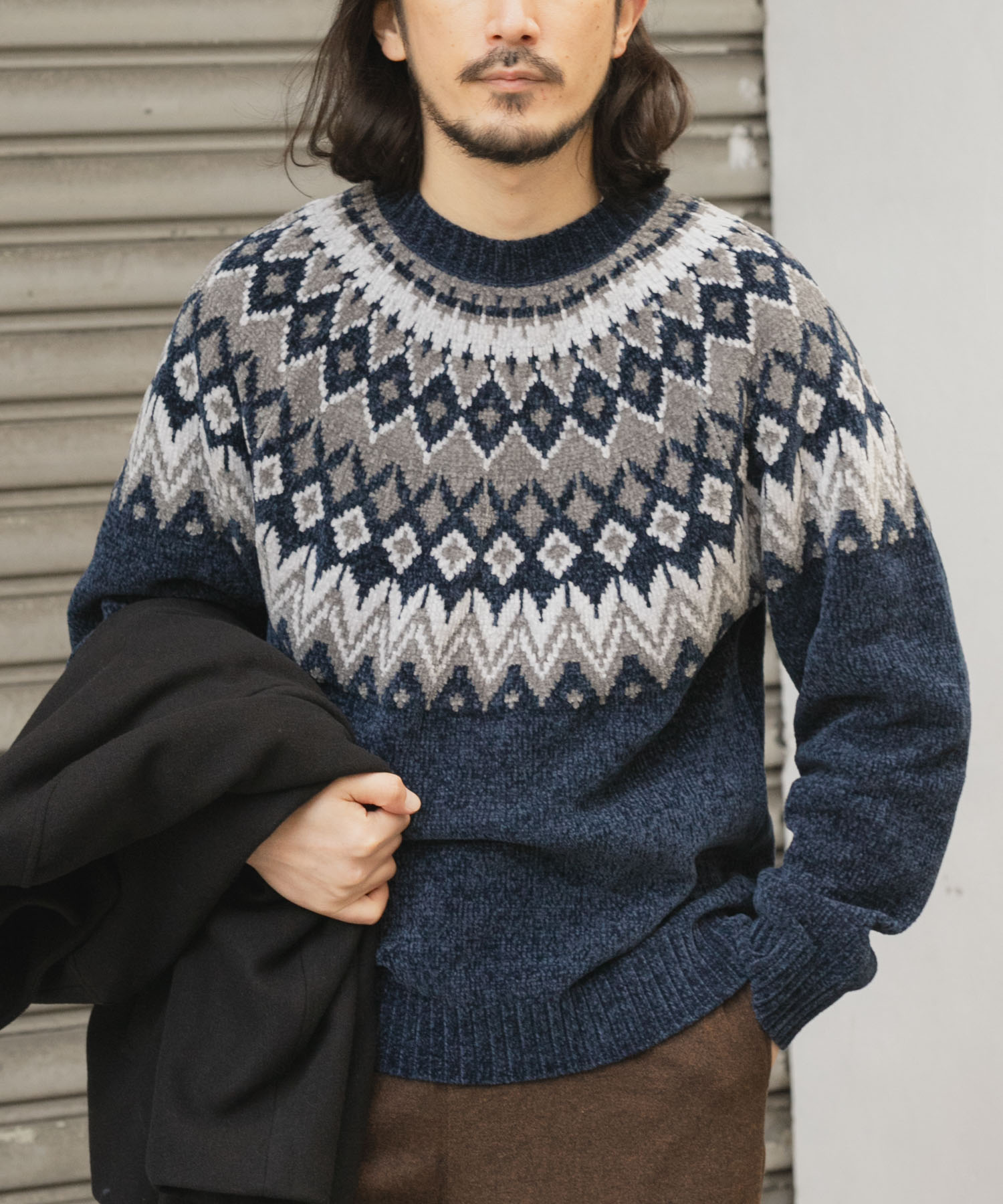 真冬の正解 求心柄 モール ニット