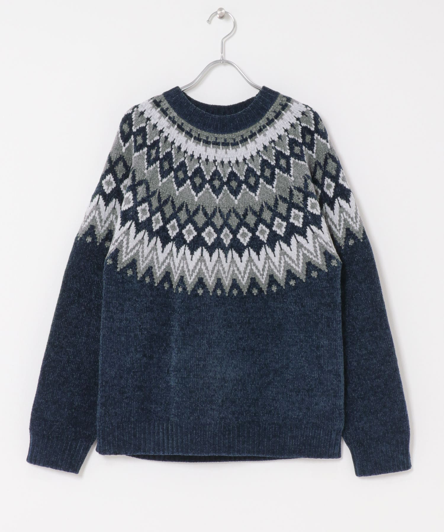 真冬の正解 求心柄 モール ニット NVY M