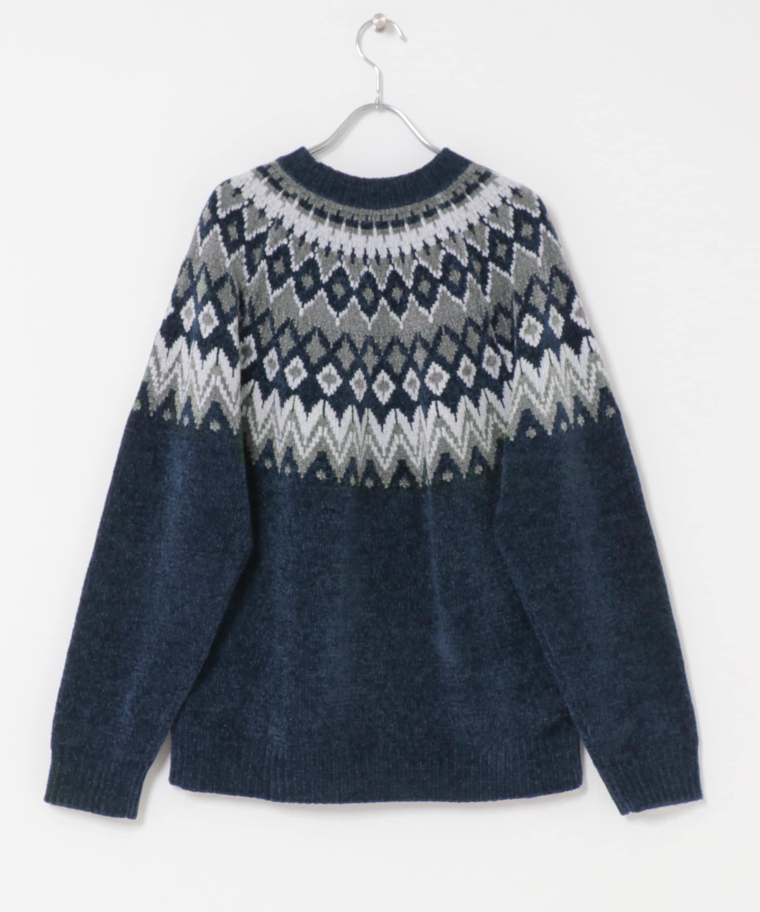 真冬の正解 求心柄 モール ニット NVY M