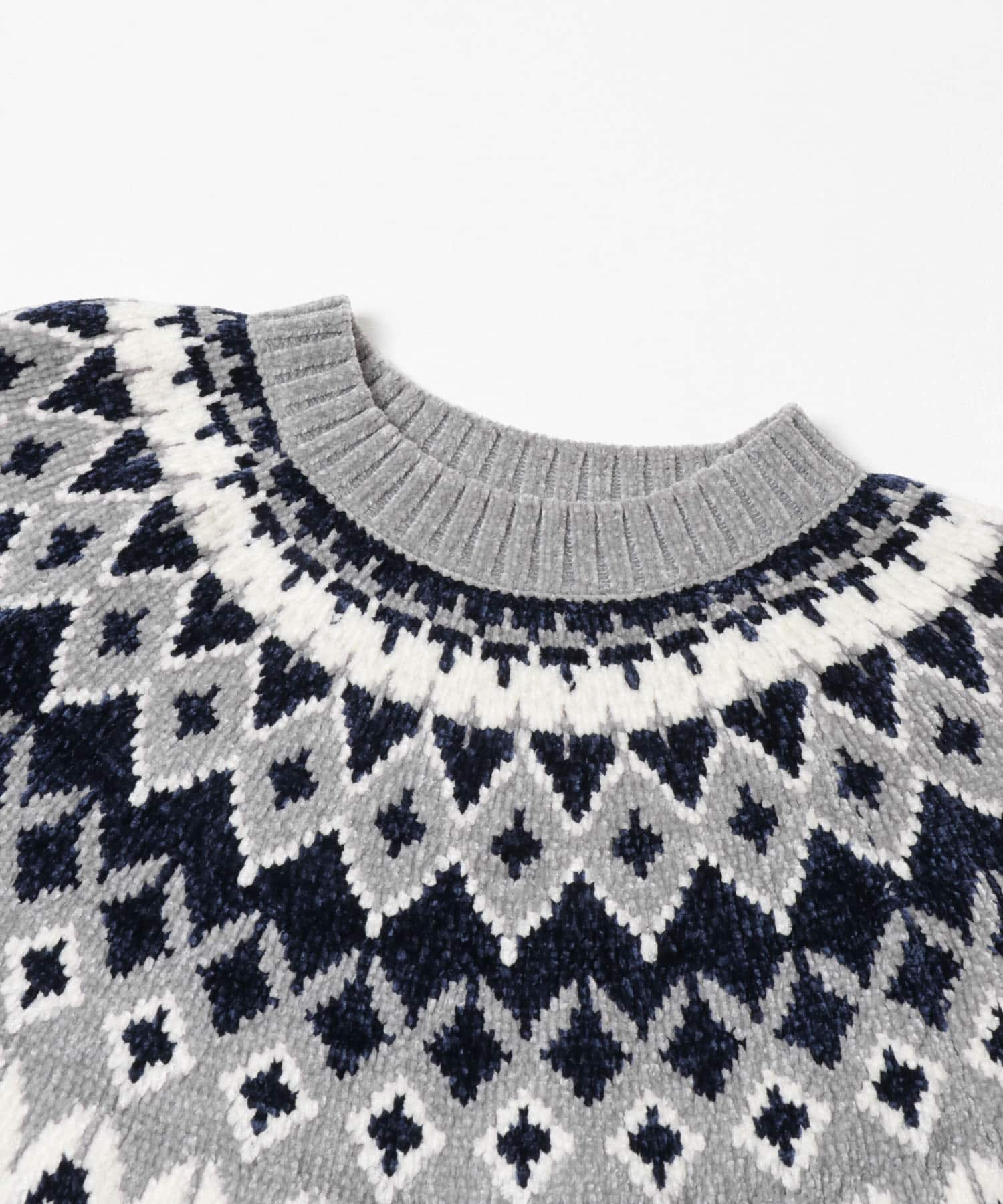 真冬の正解 求心柄 モール ニット GRY M