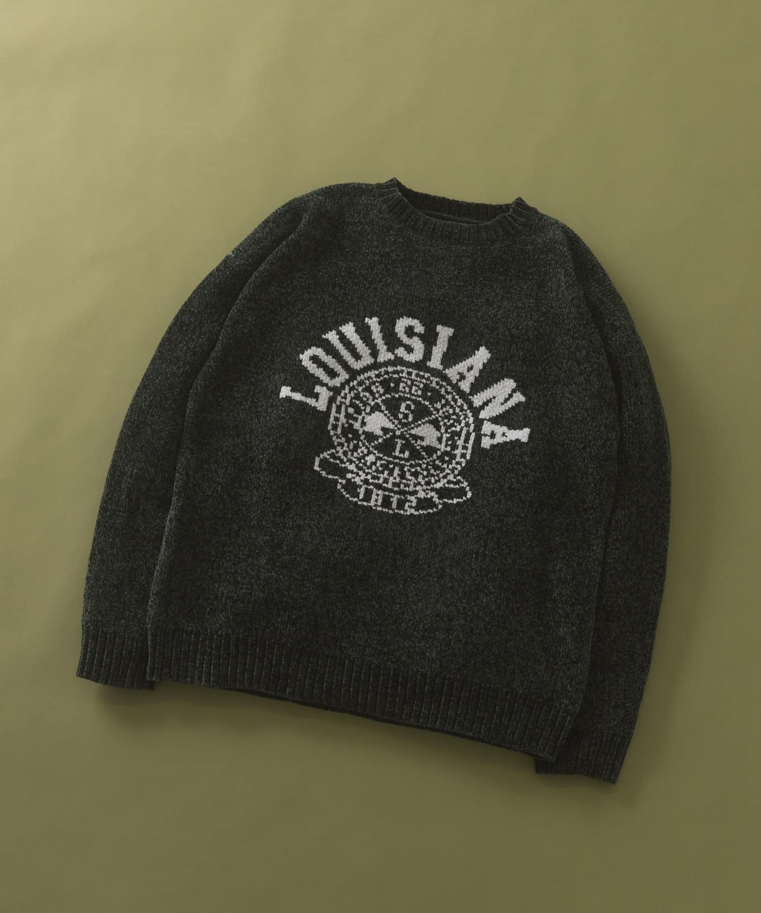 真冬の正解 カレッジロゴモールニット GRN L