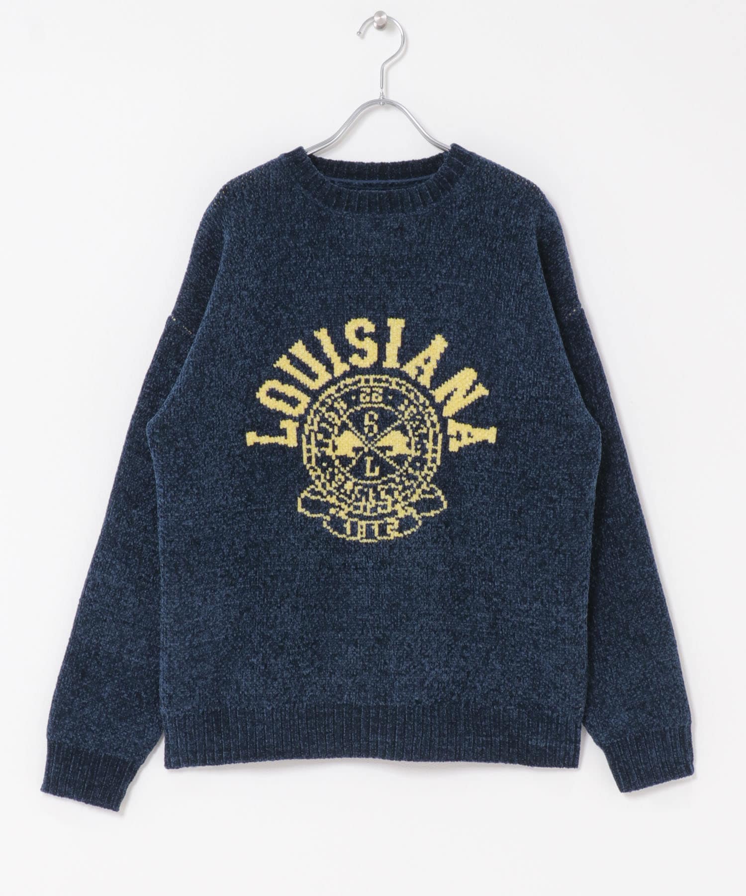 真冬の正解 カレッジロゴモールニット NVY M