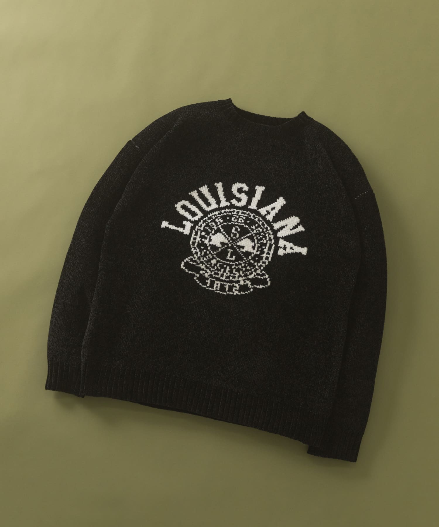 真冬の正解 カレッジロゴモールニット BLK M