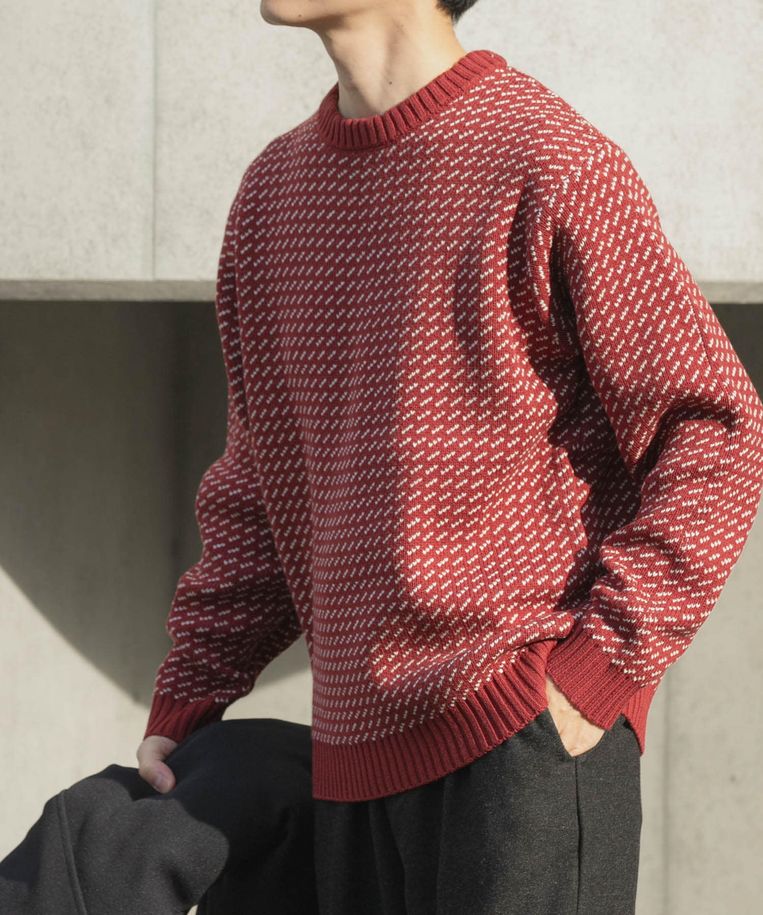 マシンウォッシャブル バーズアイ クルーニット