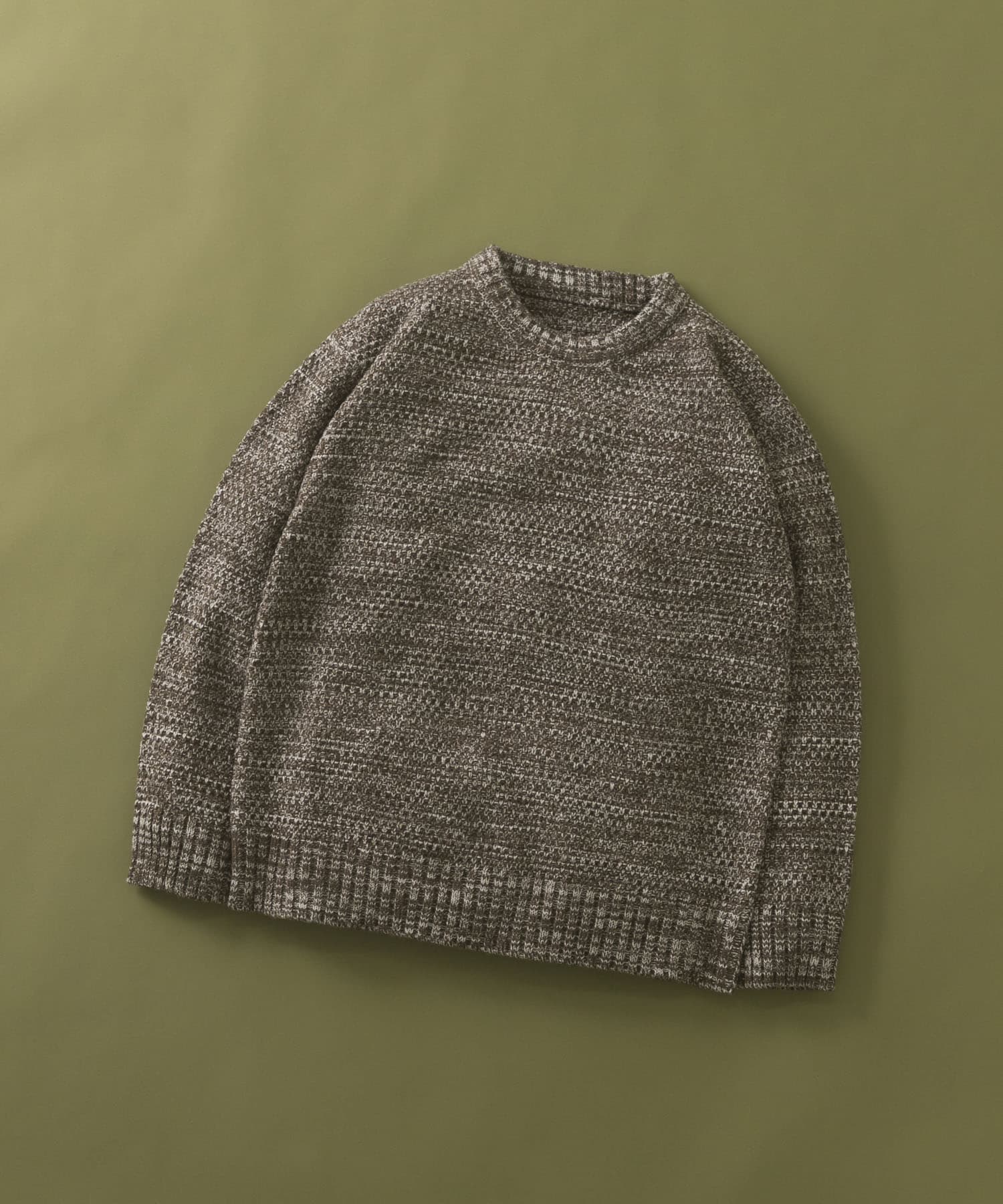 マシンウォッシャブル クルーネックカノコニット