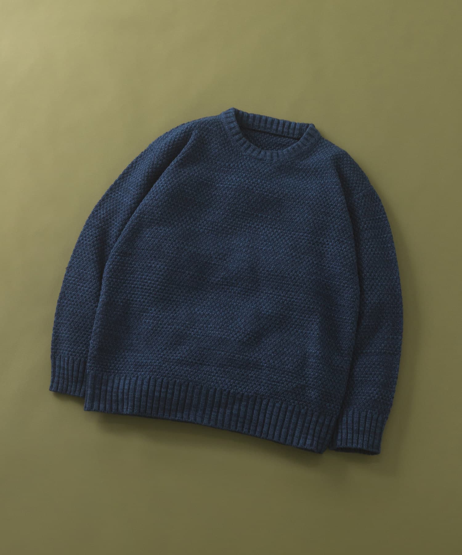 マシンウォッシャブル クルーネックカノコニット DARK BLUE L