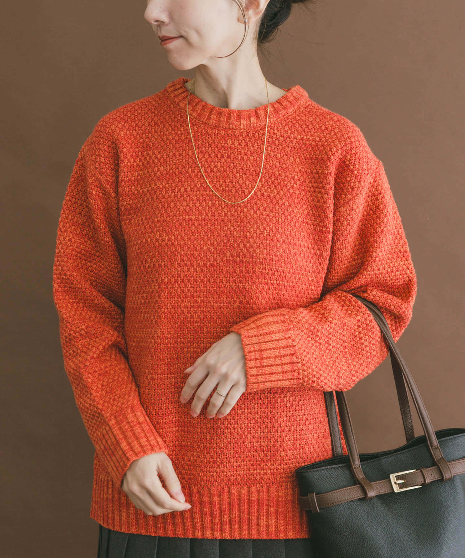 マシンウォッシャブル クルーネックカノコニット