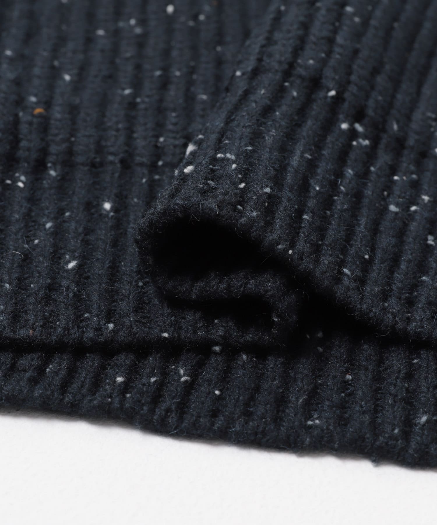 ウール混 ハーフジップ モックネックニット NVY M