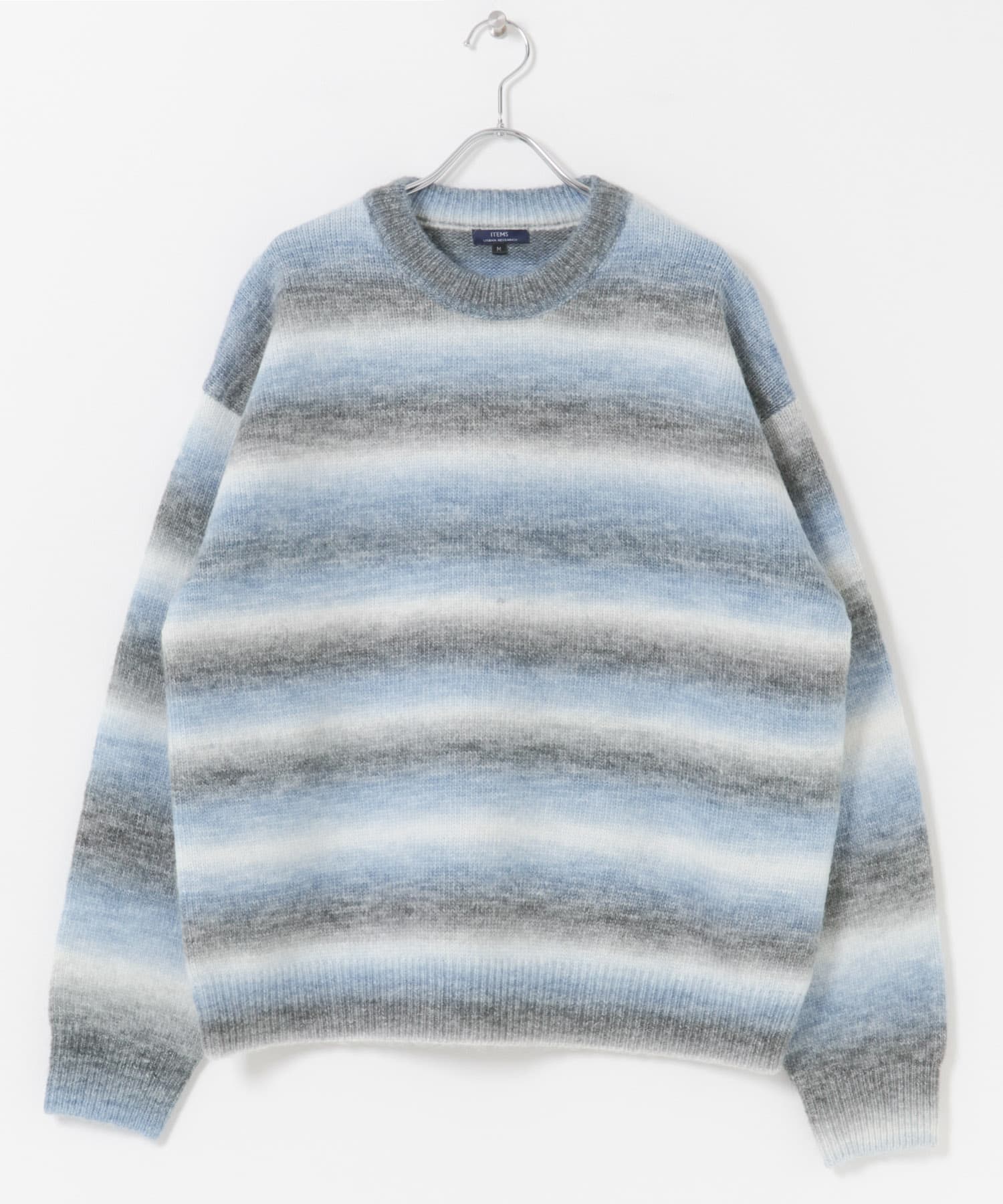 グラデーションクルーネックルーズニット BLU M