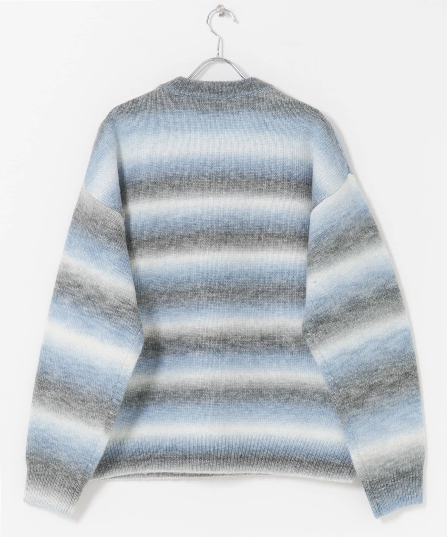 グラデーションクルーネックルーズニット BLU M
