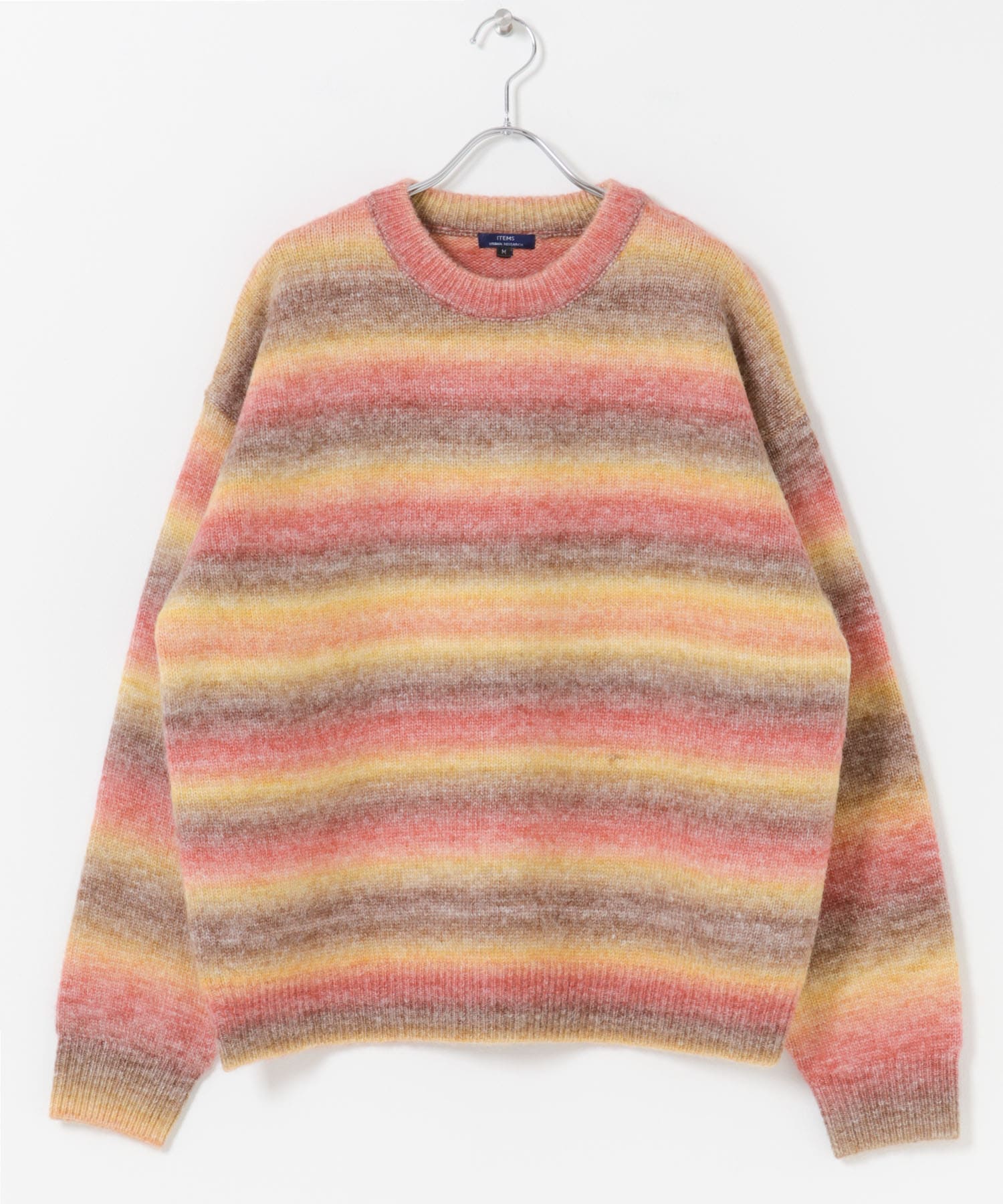 グラデーションクルーネックルーズニット RED M