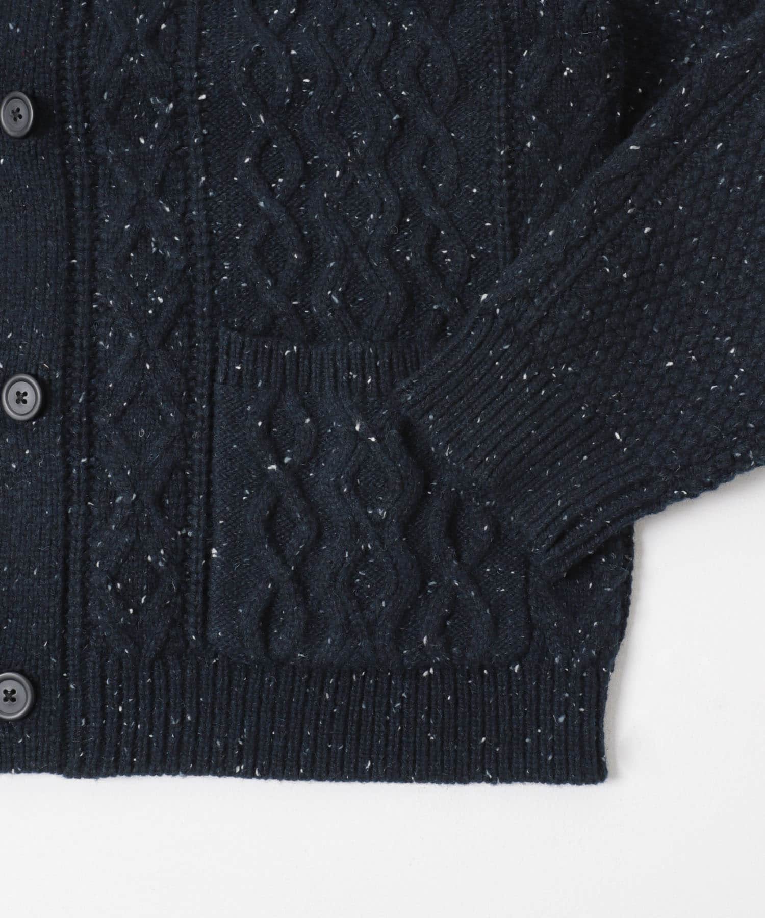 ウール混 フィッシャーマンカーディガン NVY M