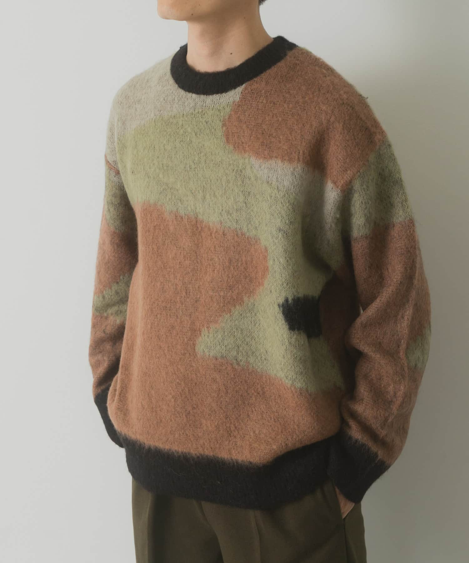 モヘヤタッチカモフラリラックスニット(M BLK): トップス｜URBAN