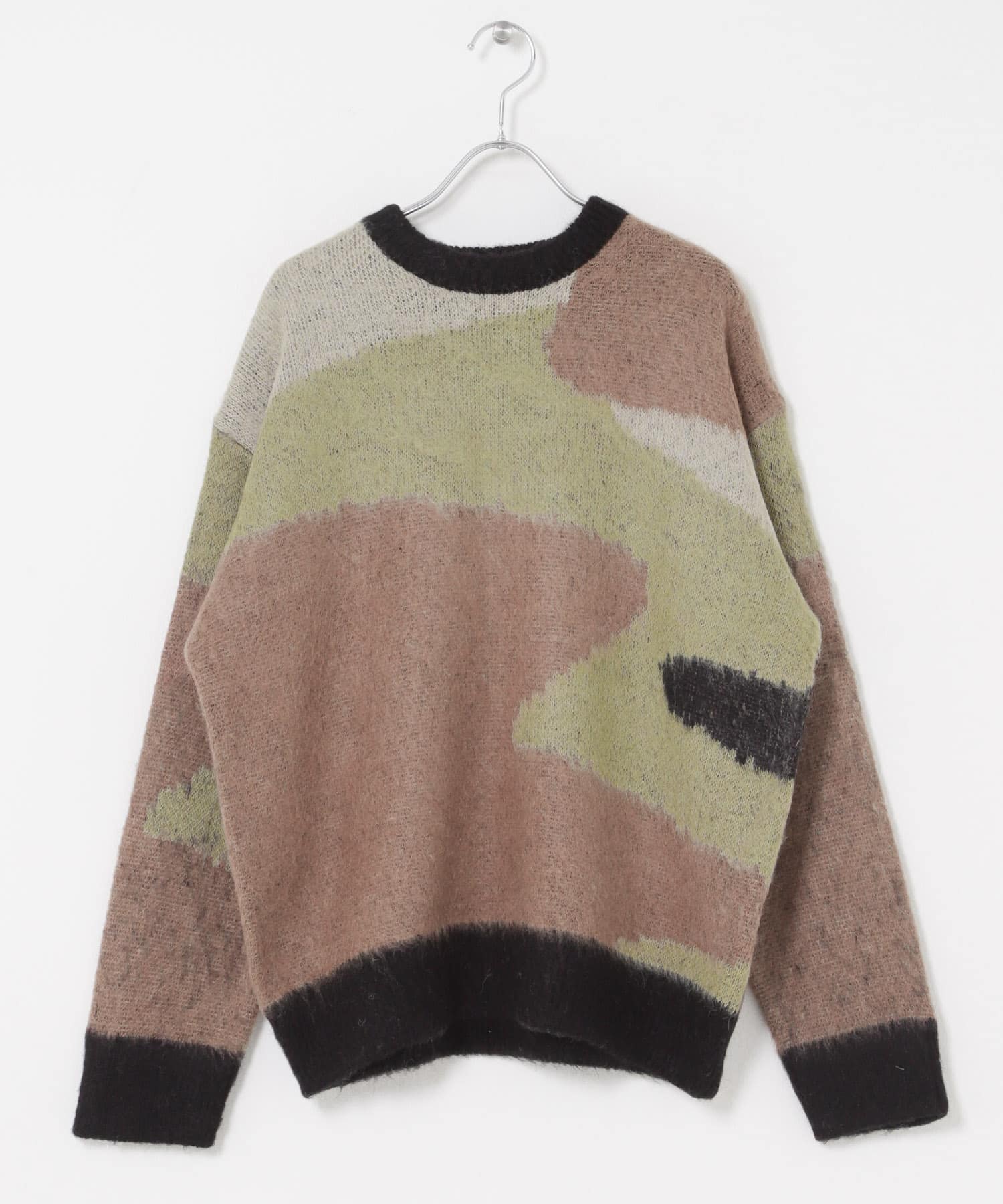 モヘヤタッチカモフラリラックスニット GRN M