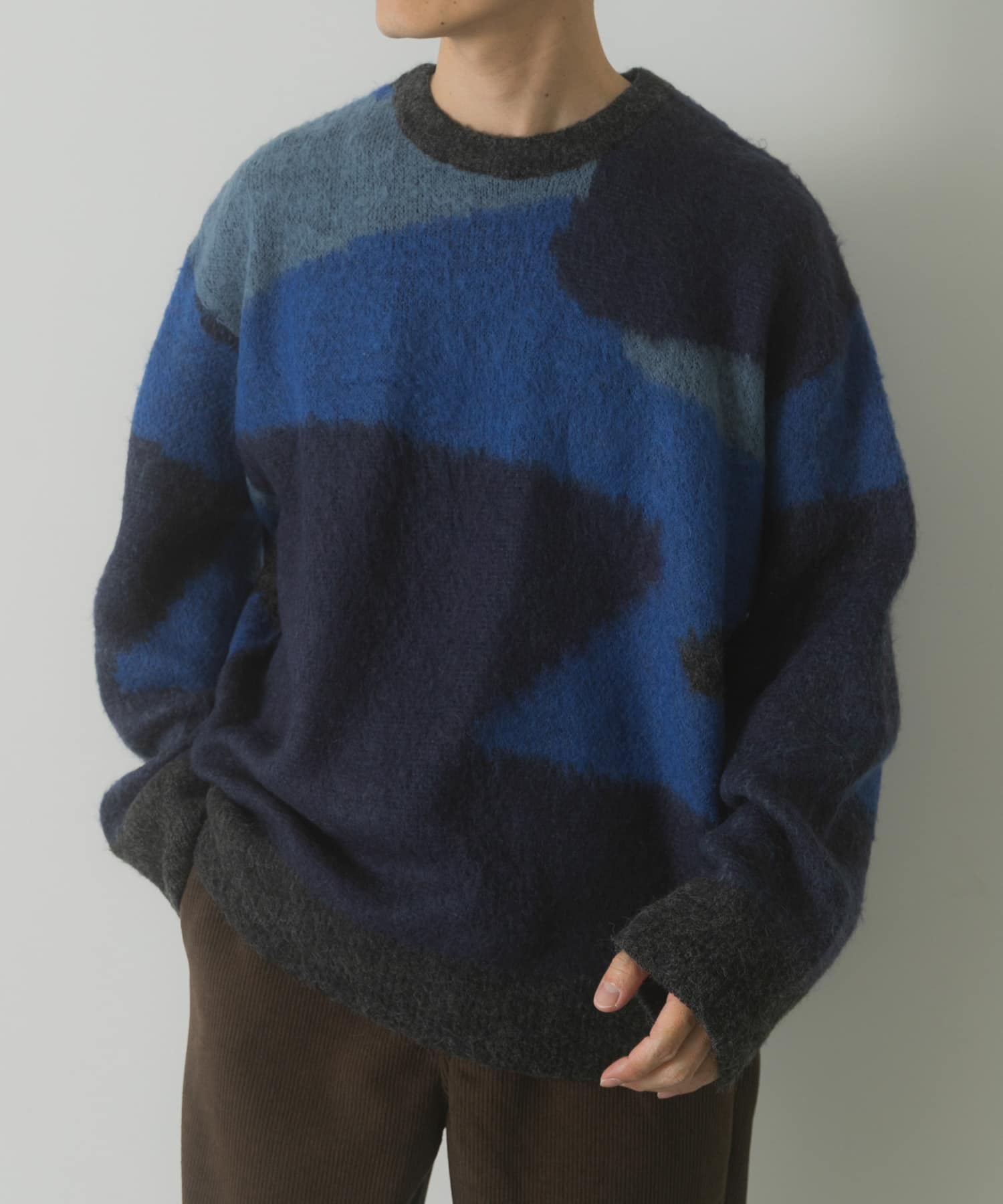 モヘヤタッチカモフラリラックスニット(M BLK): トップス｜URBAN