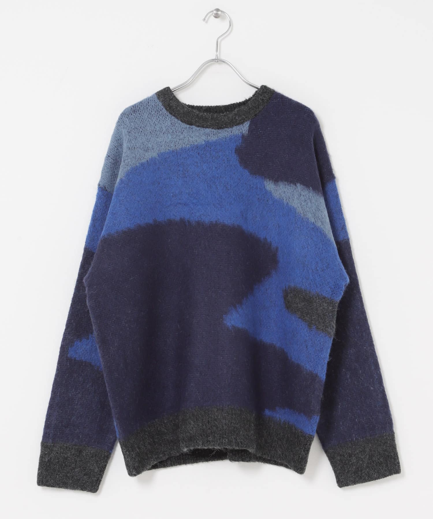 モヘヤタッチカモフラリラックスニット BLU M