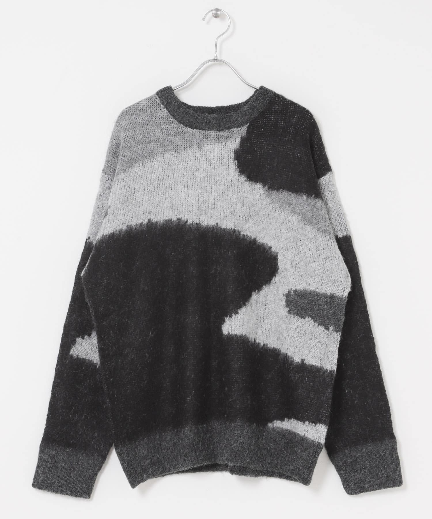 モヘヤタッチカモフラリラックスニット BLK M