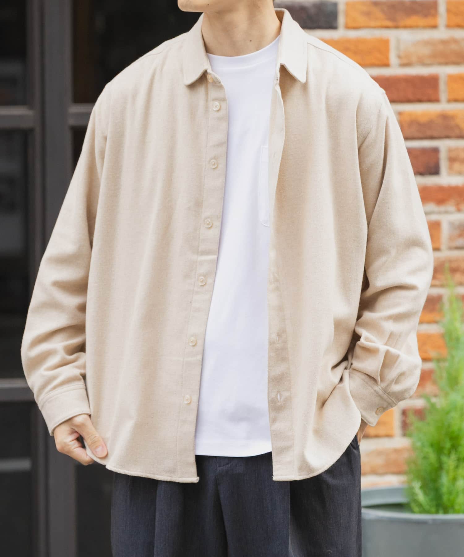 バイオウォッシュフランネルレギュラーシャツ