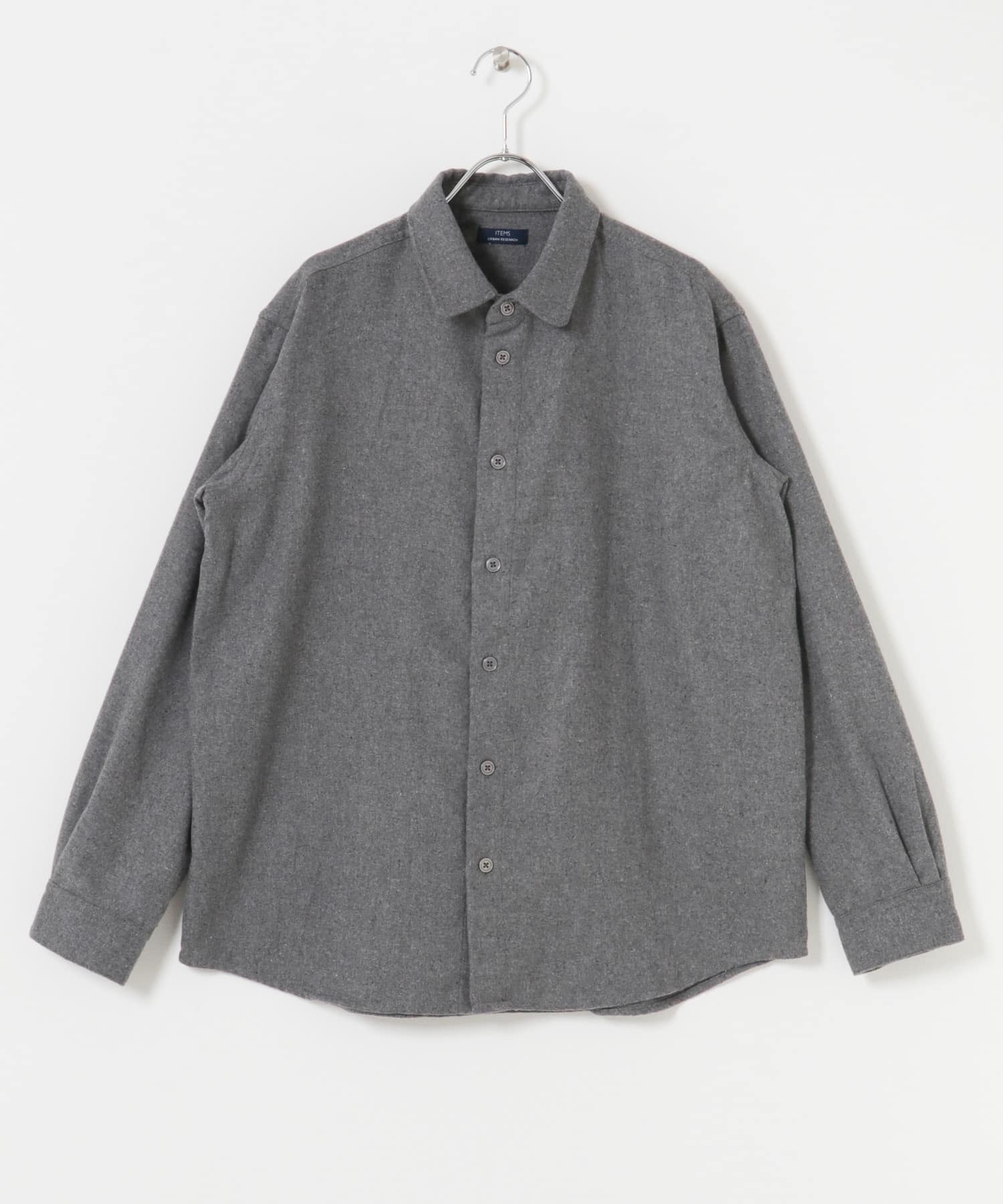 バイオウォッシュフランネルレギュラーシャツ GRY M