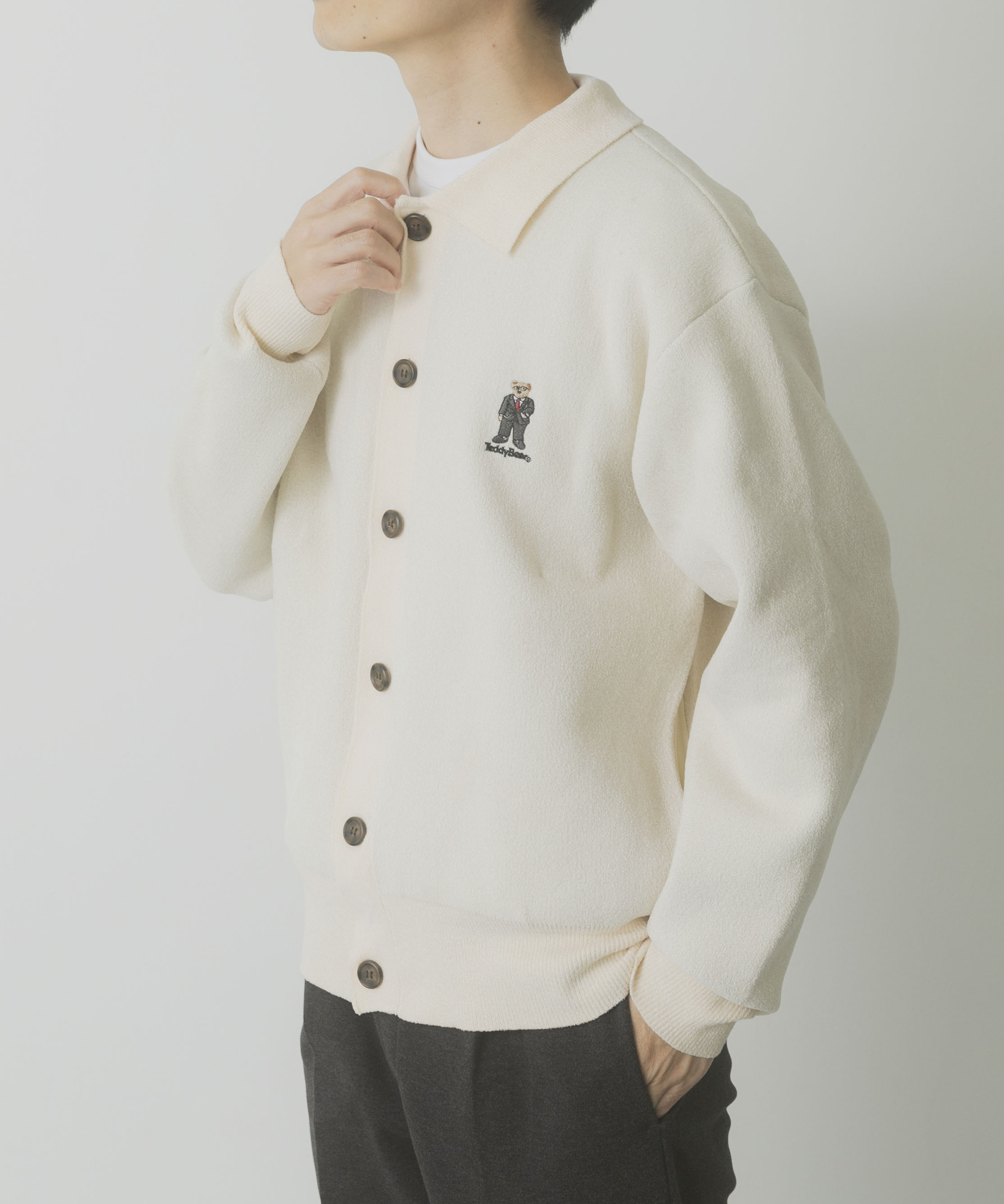 Teddy Bear Wフェイスニットシャツカーディガン