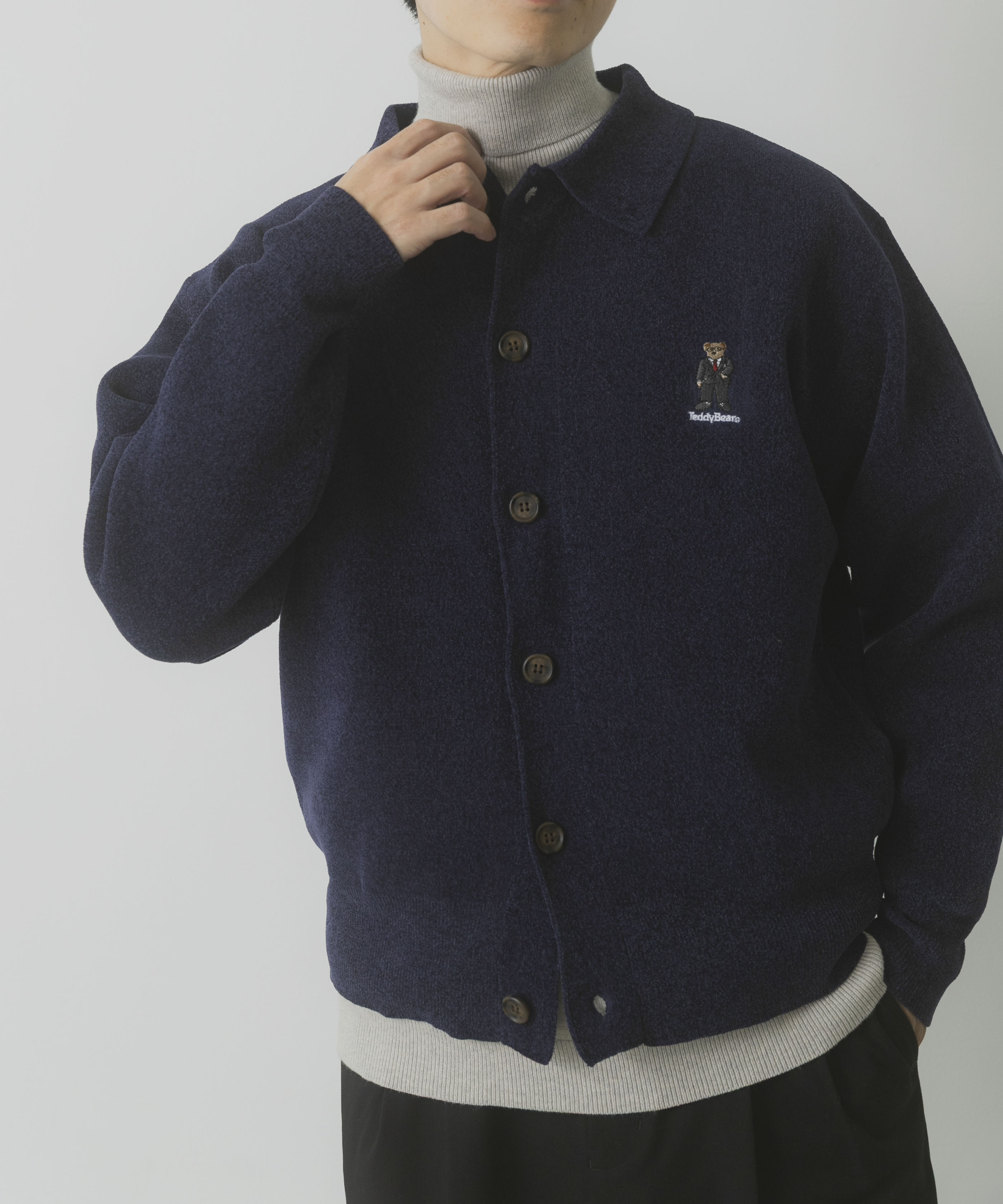 Teddy Bear Wフェイスニットシャツカーディガン