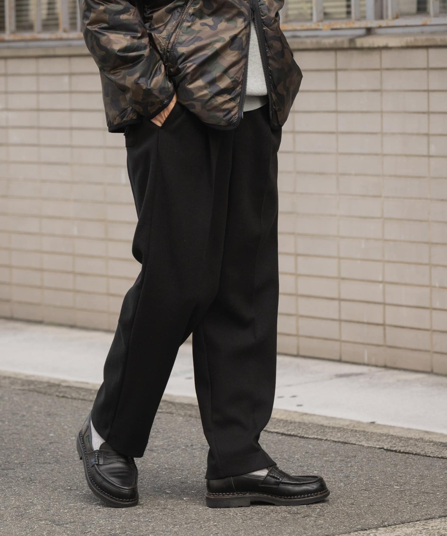 『洗濯可』静電気防止ジャージメルトンスラックス BLK M