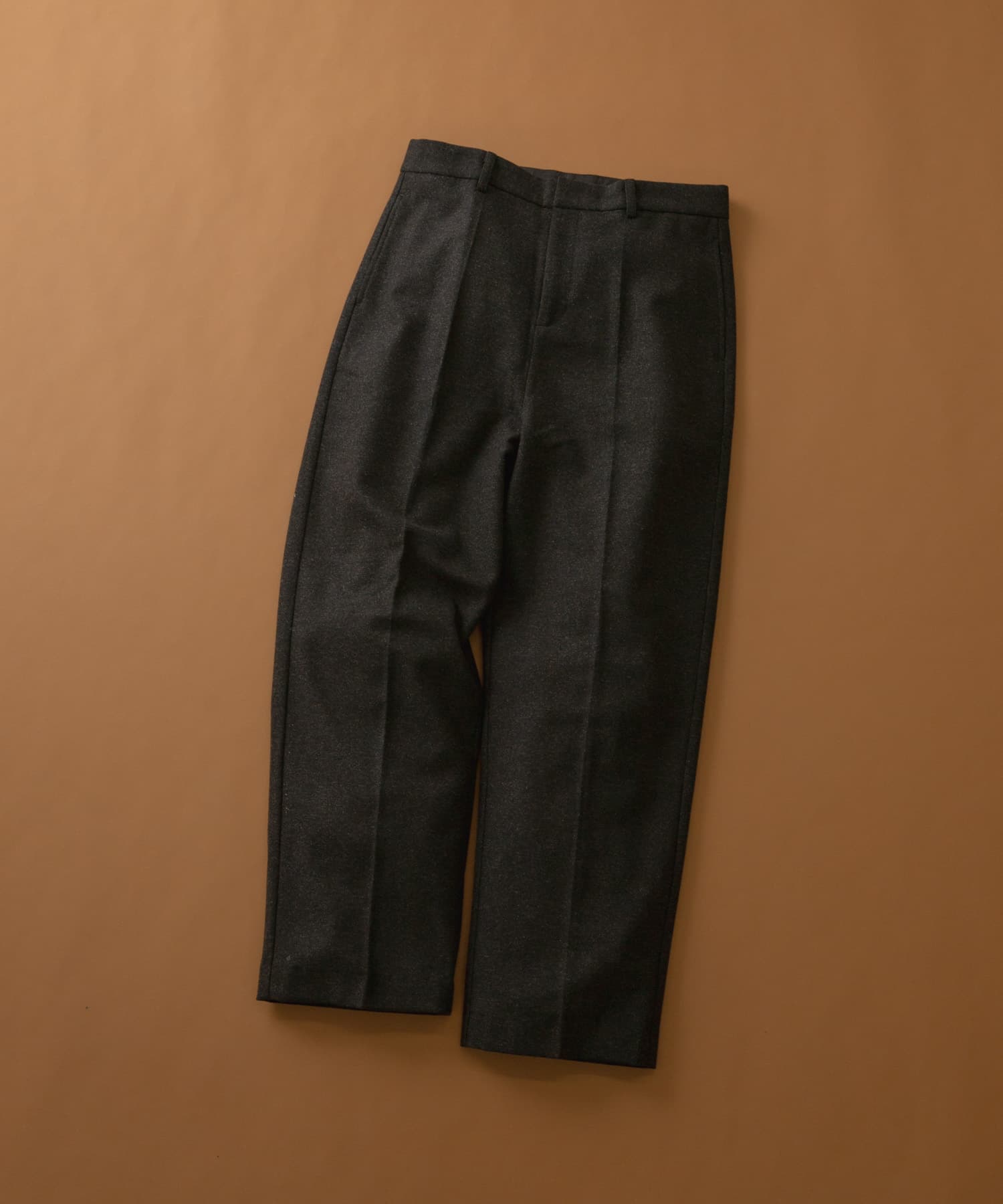 ウール混テーパードパンツ BLK L